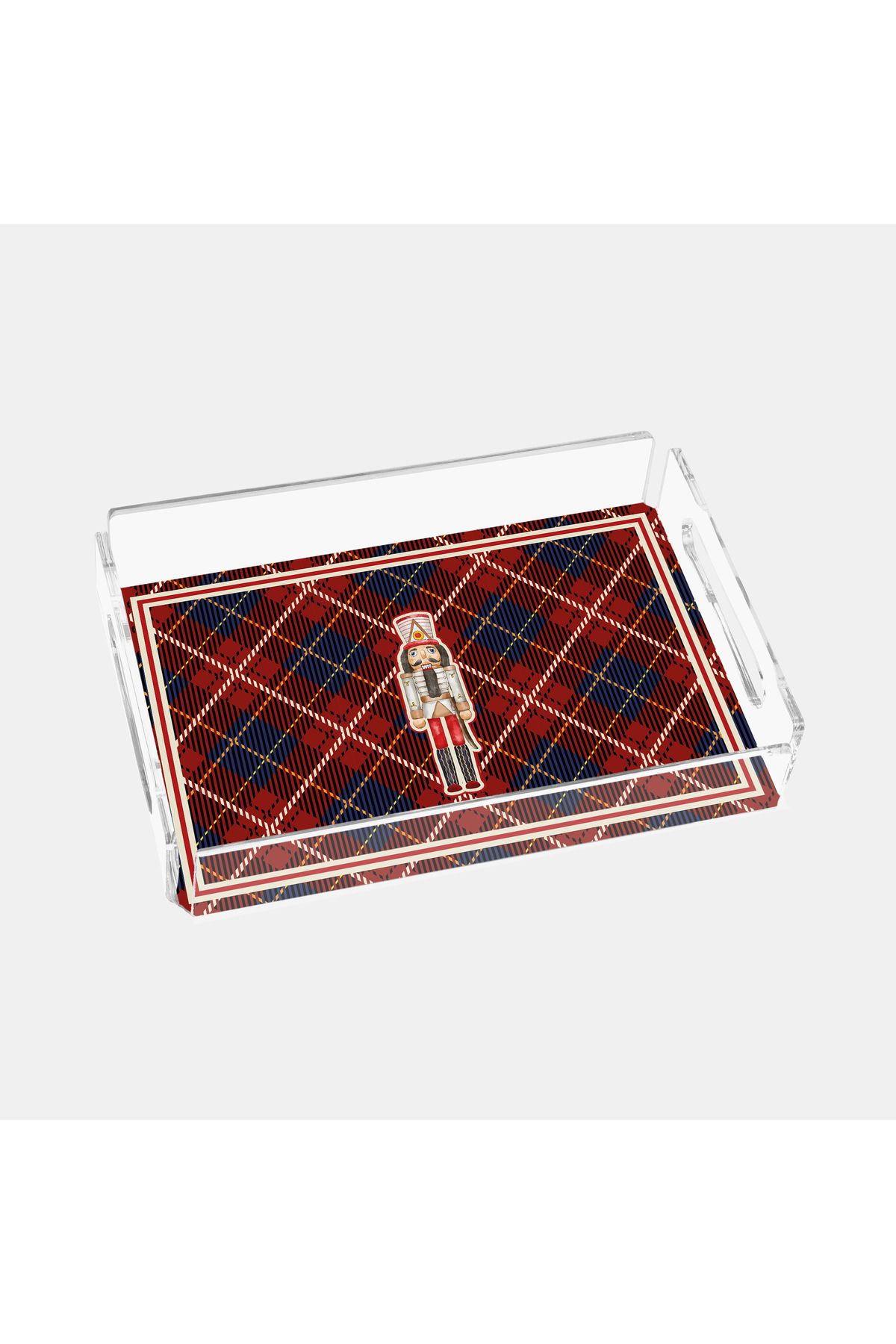 End Design Studio Nutcracker Red Ekose 25x17 Pleksi Tepsi