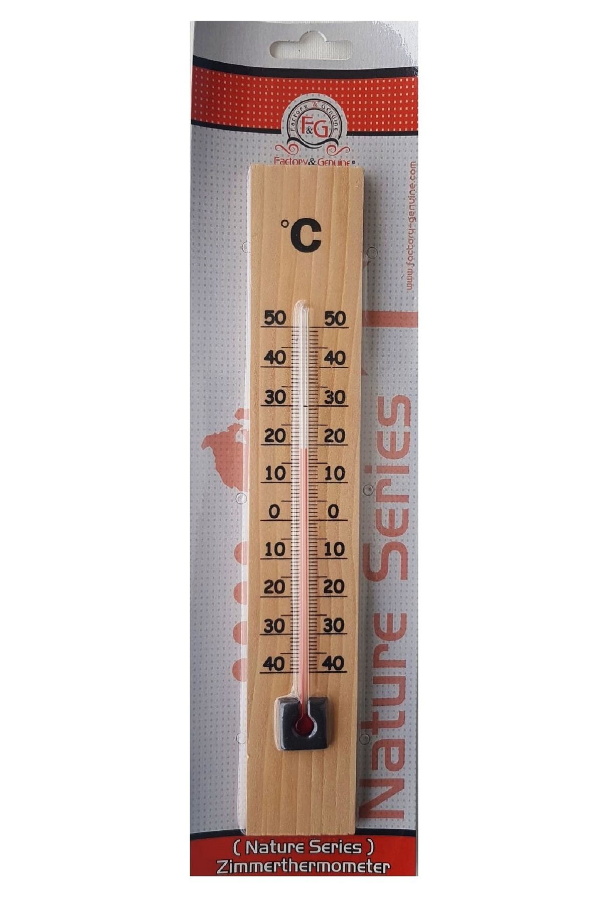 Factory & Genuine Termometre Naturel Ahşap 4,5 cm x 25 cm