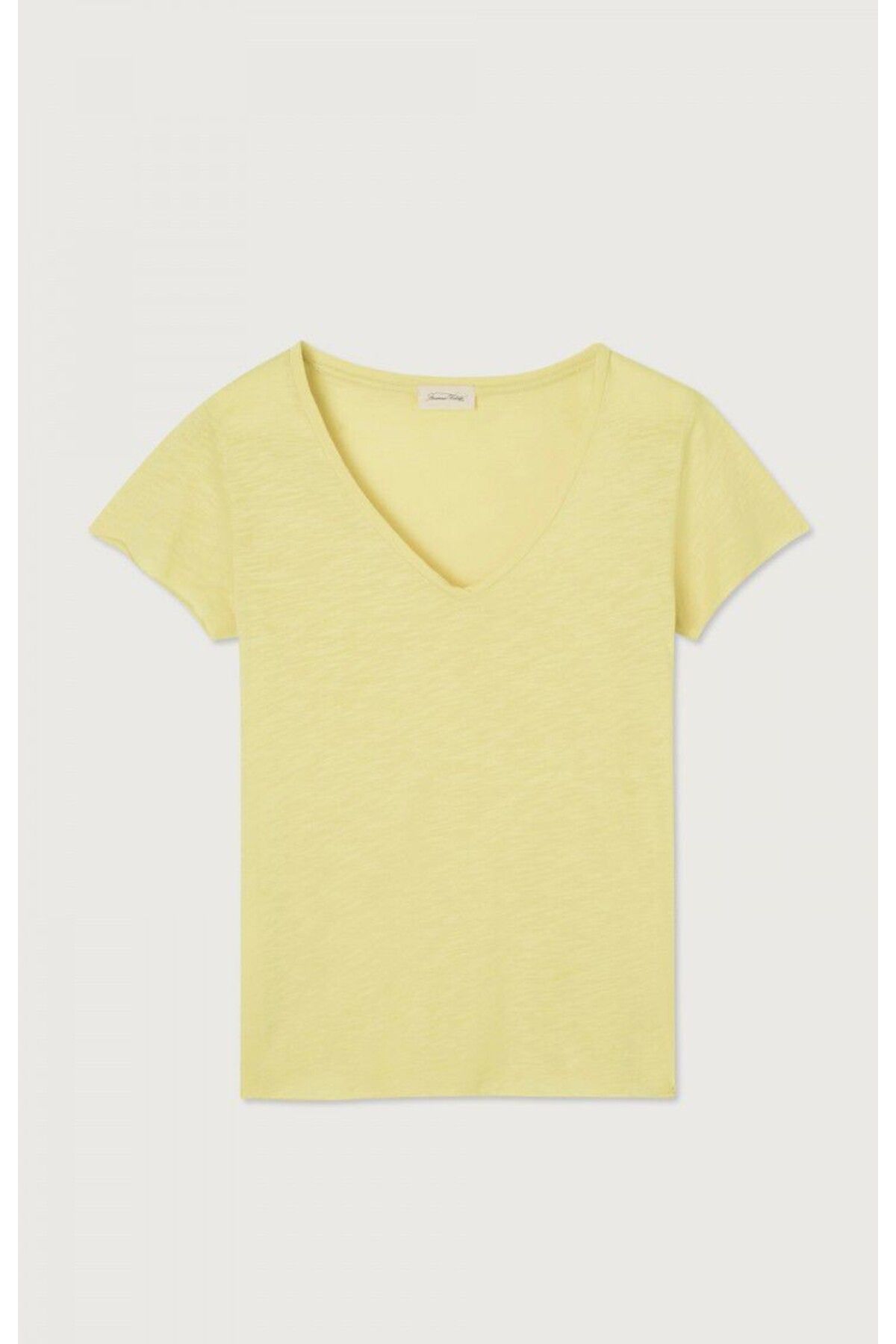 American Vintage Jacksonville Kadın Açık Sarı T-Shirt V Yaka