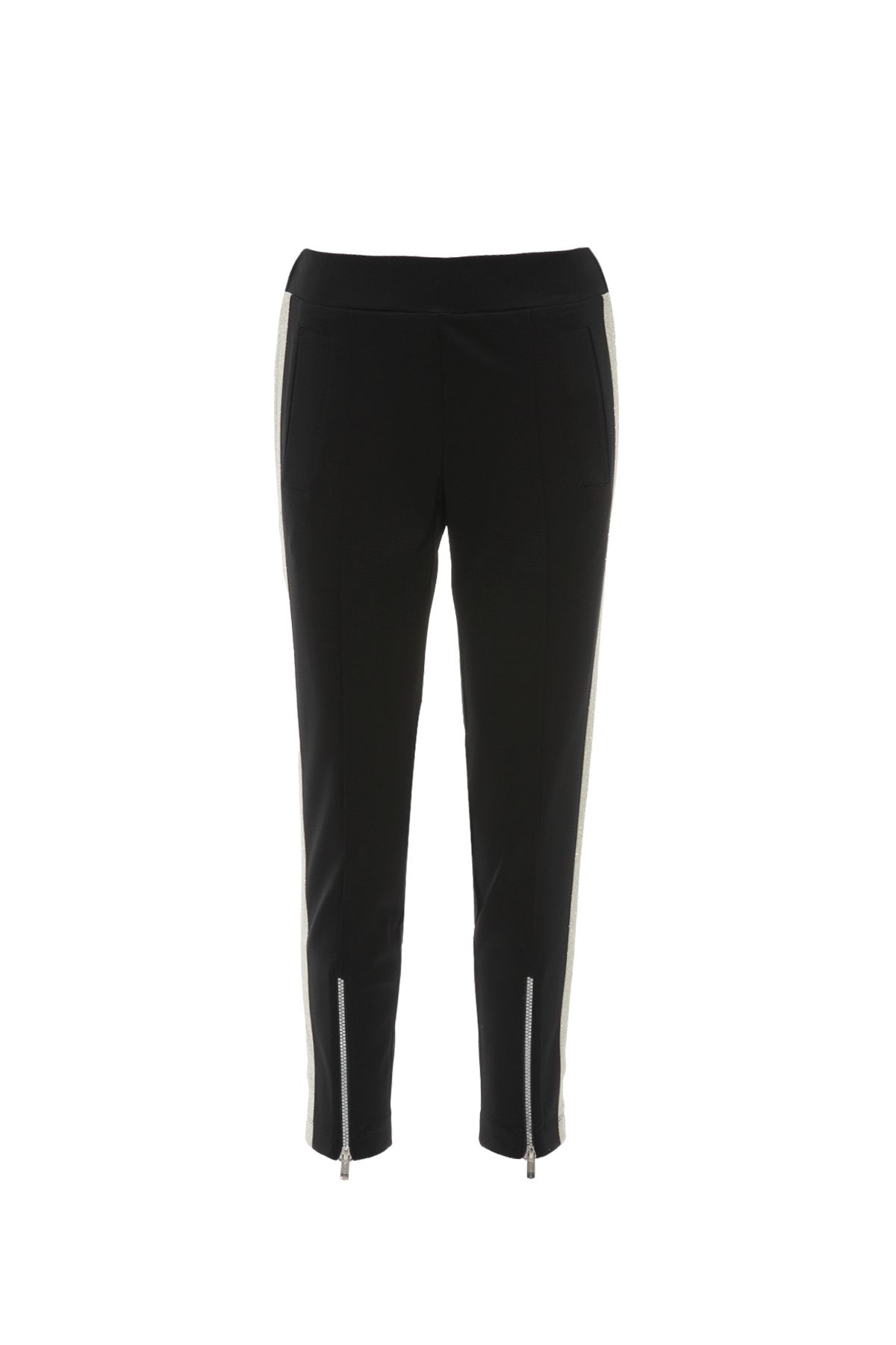 GIZIA Arka Beden Etiket Detaylı Yanları Sim Şerit Siyah Pantolon
