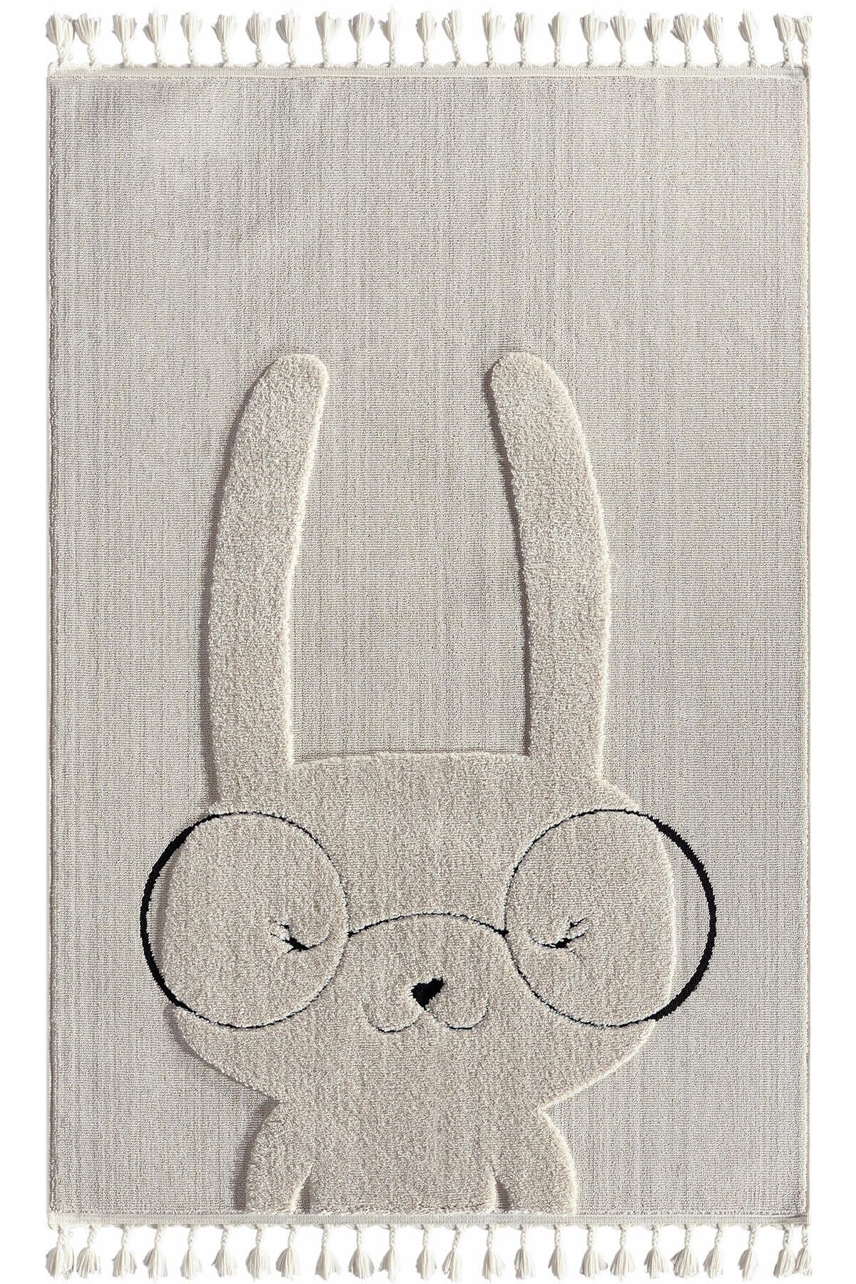 Empera Kids - Bunny Tavşan Figürlü Krem Bebek Odası Halısı