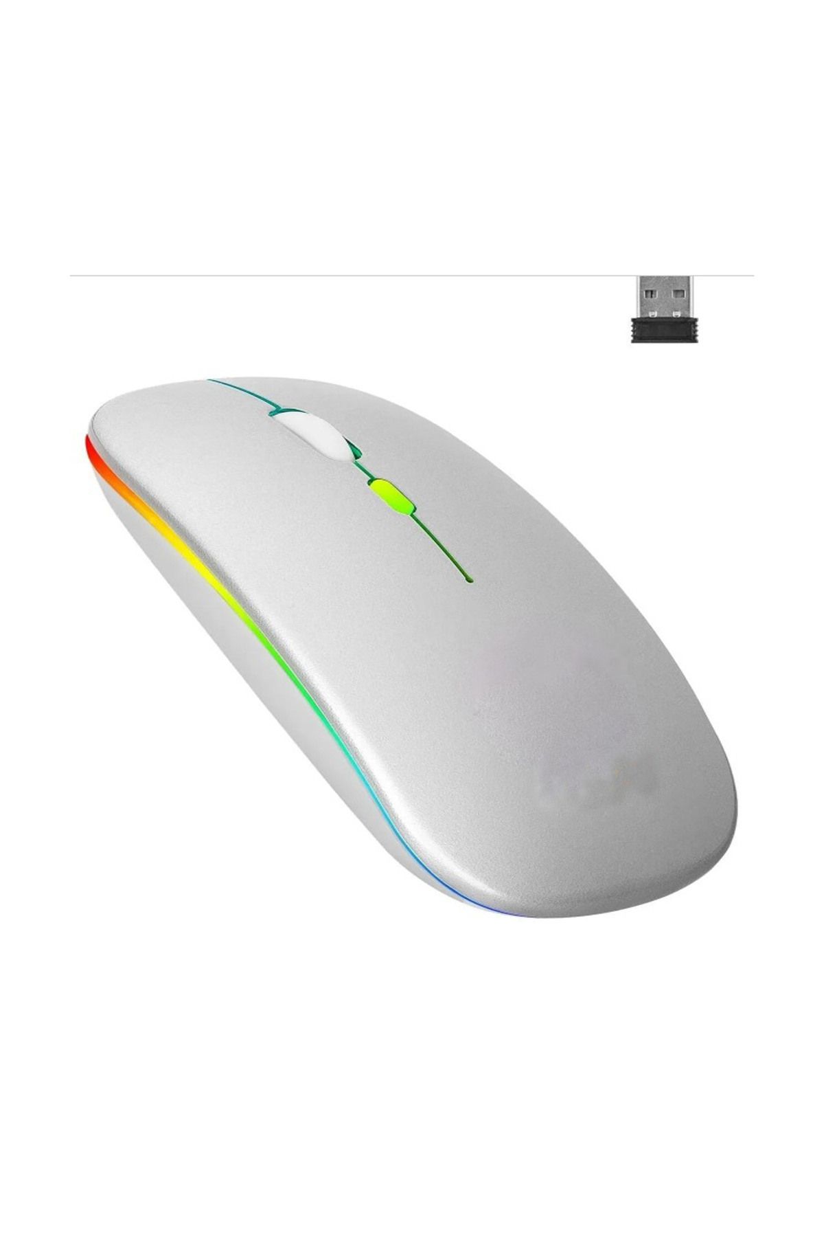 batcell Rgb Led Kablosuz Mouse Optik Wireless Mouse Sessiz Mouse Beyaz