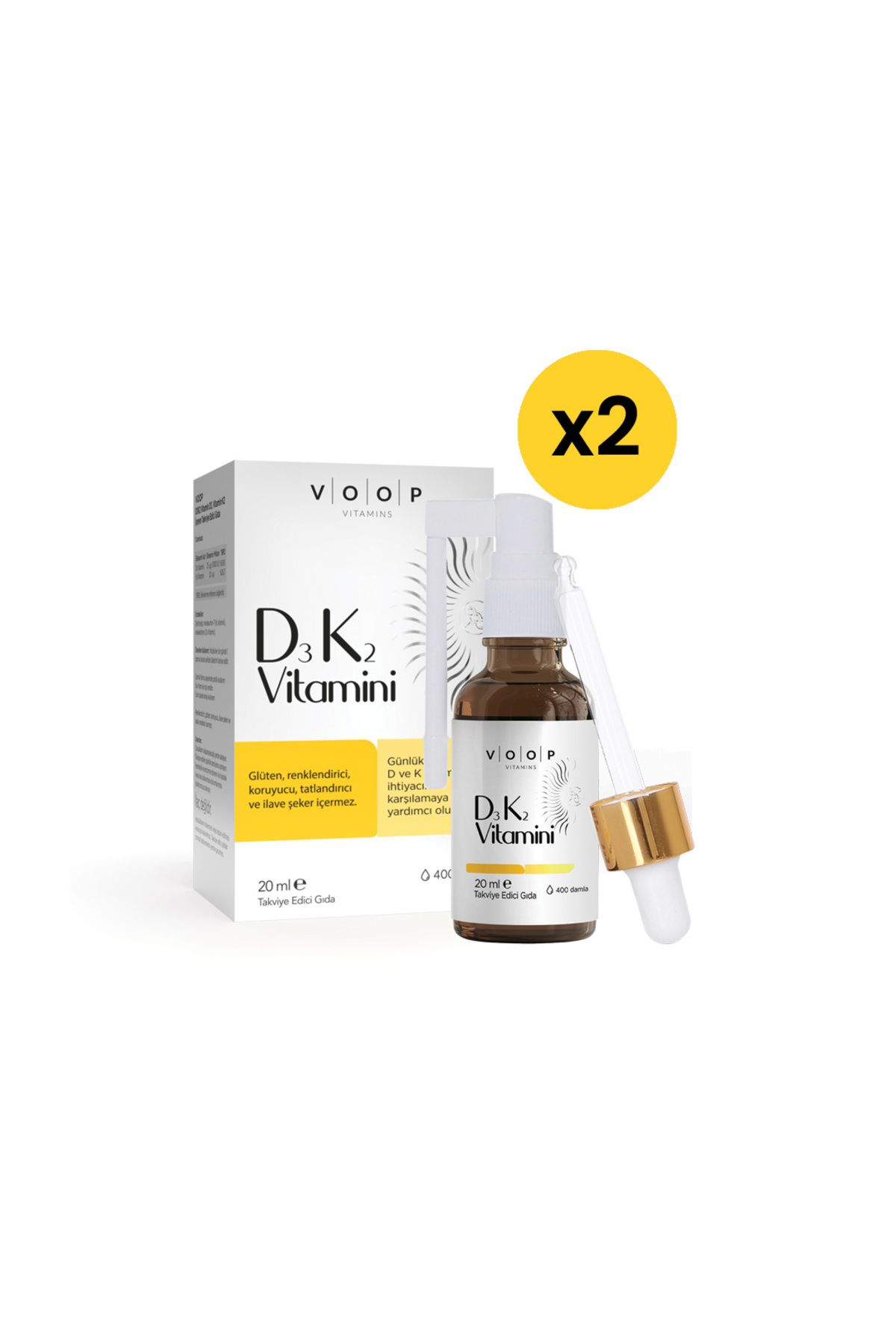 VOOP Vitamin D3 K2 Takviye Edici Sprey-damla | 20 ml