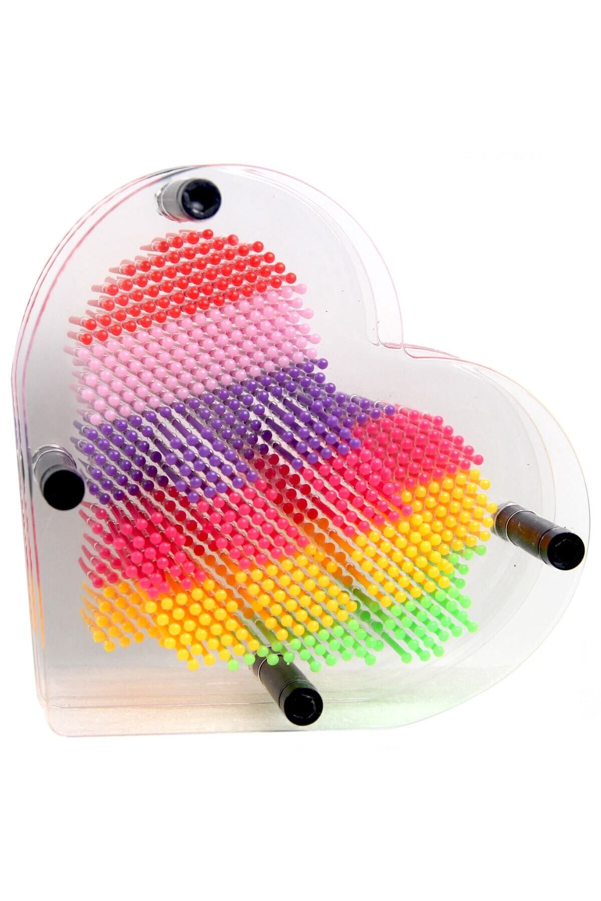 Dandini Pinart 3d Kalp Gökkuşağı Renkli Çivili Tablo 14 Cm |1 Adet|