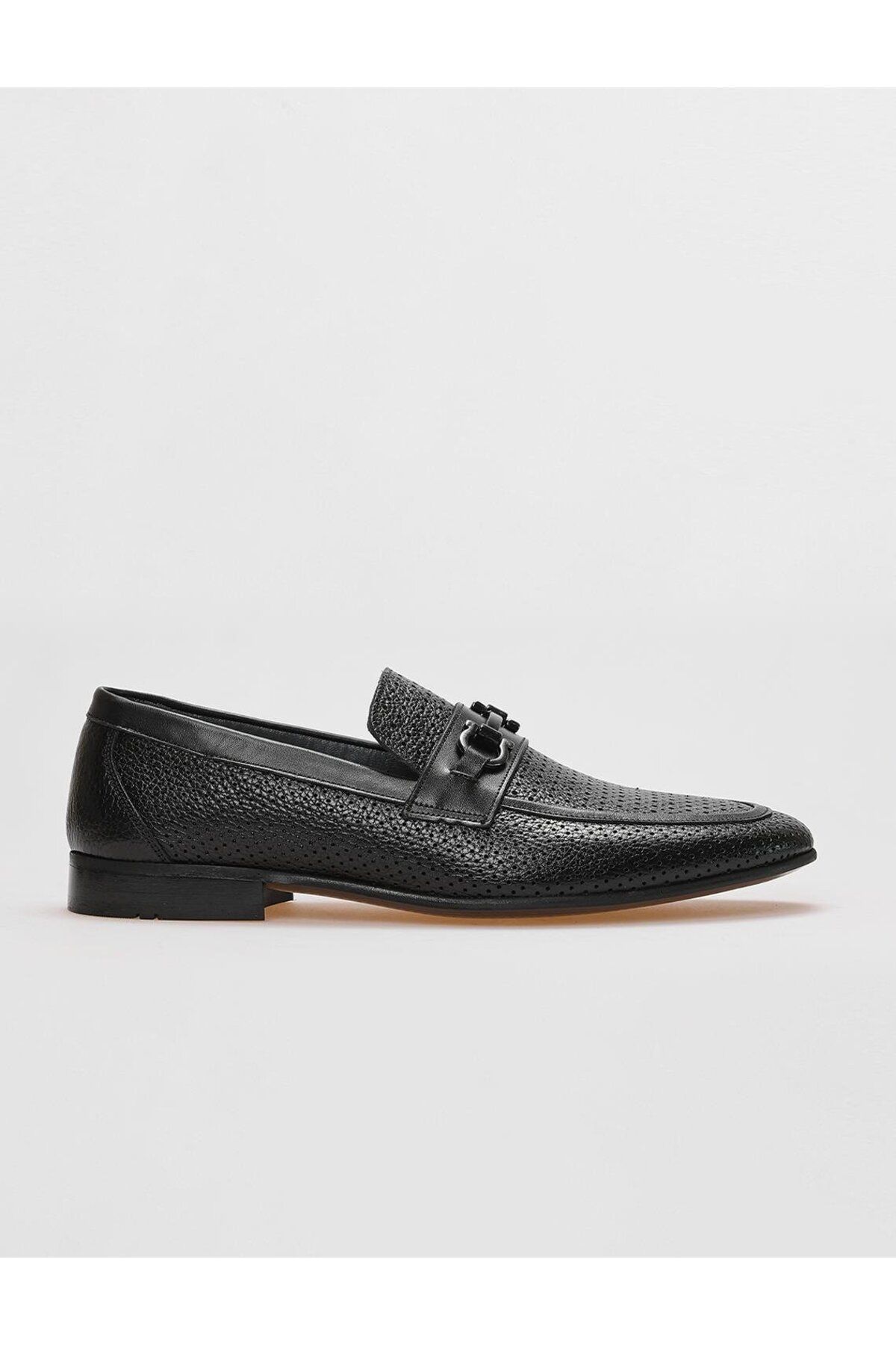 Cabani Hakiki Deri Siyah Tokalı Erkek Klasik Ayakkabı
