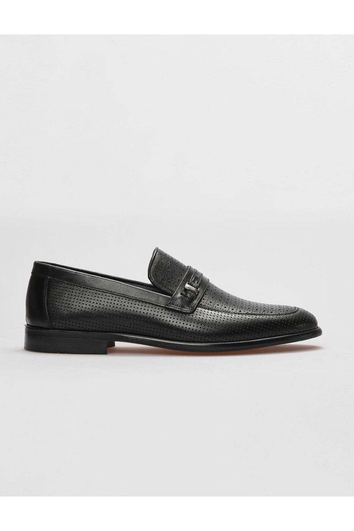 Cabani Hakiki Deri Siyah Toka Detaylı Erkek Klasik Ayakkabı