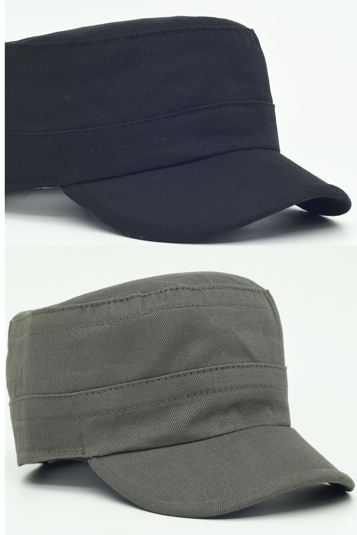 şapkadan Castro Siyah Ve Haki Şapka Ikili Set Kastro Set Unisex