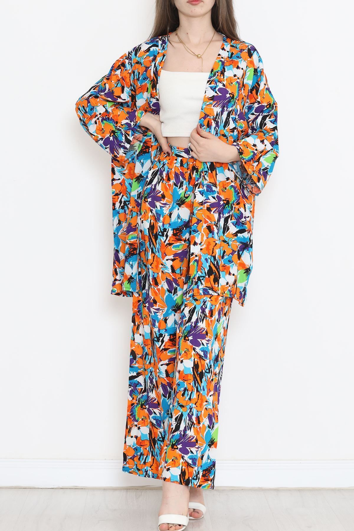ModaSaire Kimono Takım Turuncumavi - 10553.1095.