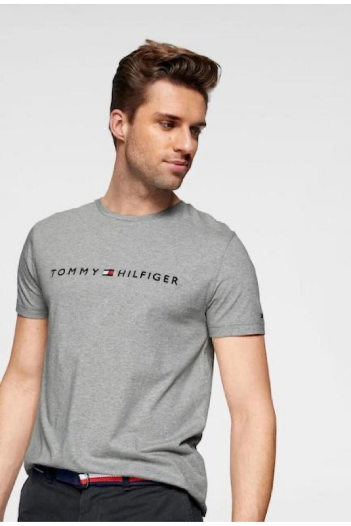 Tommy Hilfiger Jeans small text logo t-shirt in grey