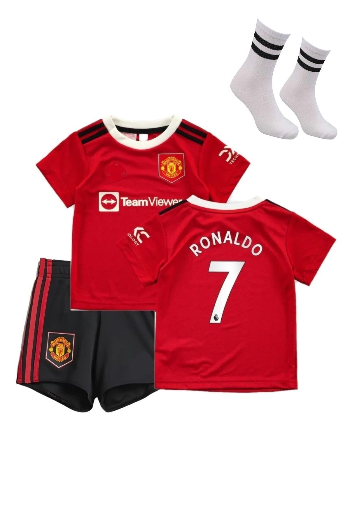 gökmenspor Manchester Ronaldo Koyu Bordo Özel Tasarım Çocuk Futbol Forması 22-2023 Sezon 4'lü Set Hediyeli