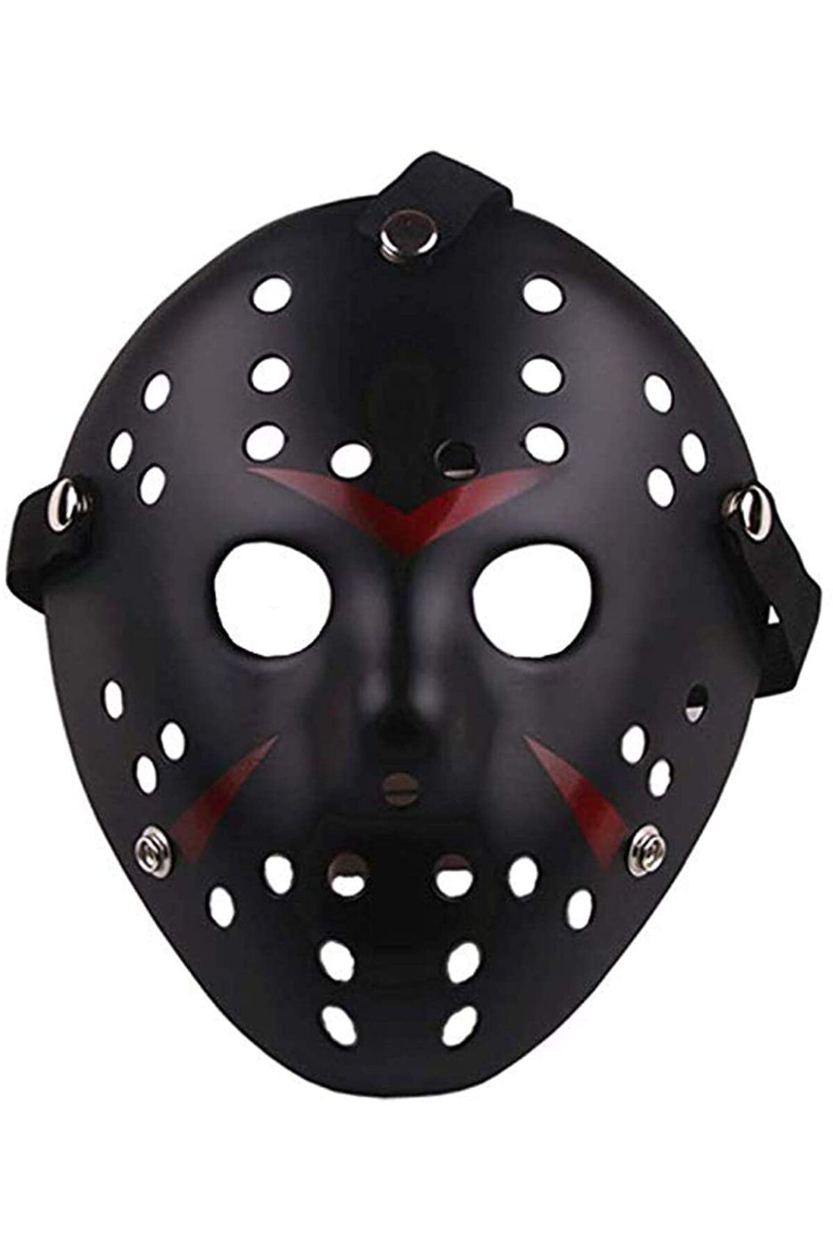 Tektonics Siyah Renk Kırmızı Çizgili Tam Yüz Hokey Jason Maskesi Hannibal Maskesi
