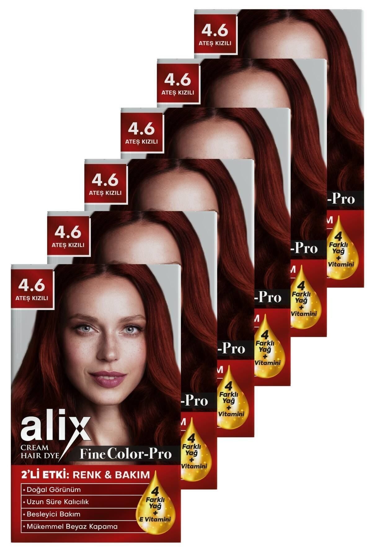 Alix Saç Boyası Kiti 4.6 Ateş Kızılı 50 Ml (6 Adet)