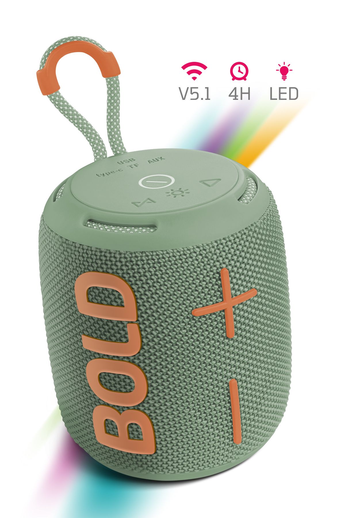 Powerway Bold Haki Yeşil Taşınabilir Ses Bombası Kablosuz Bluetooth Hoparlör Speaker Yüksek Sesli TWS