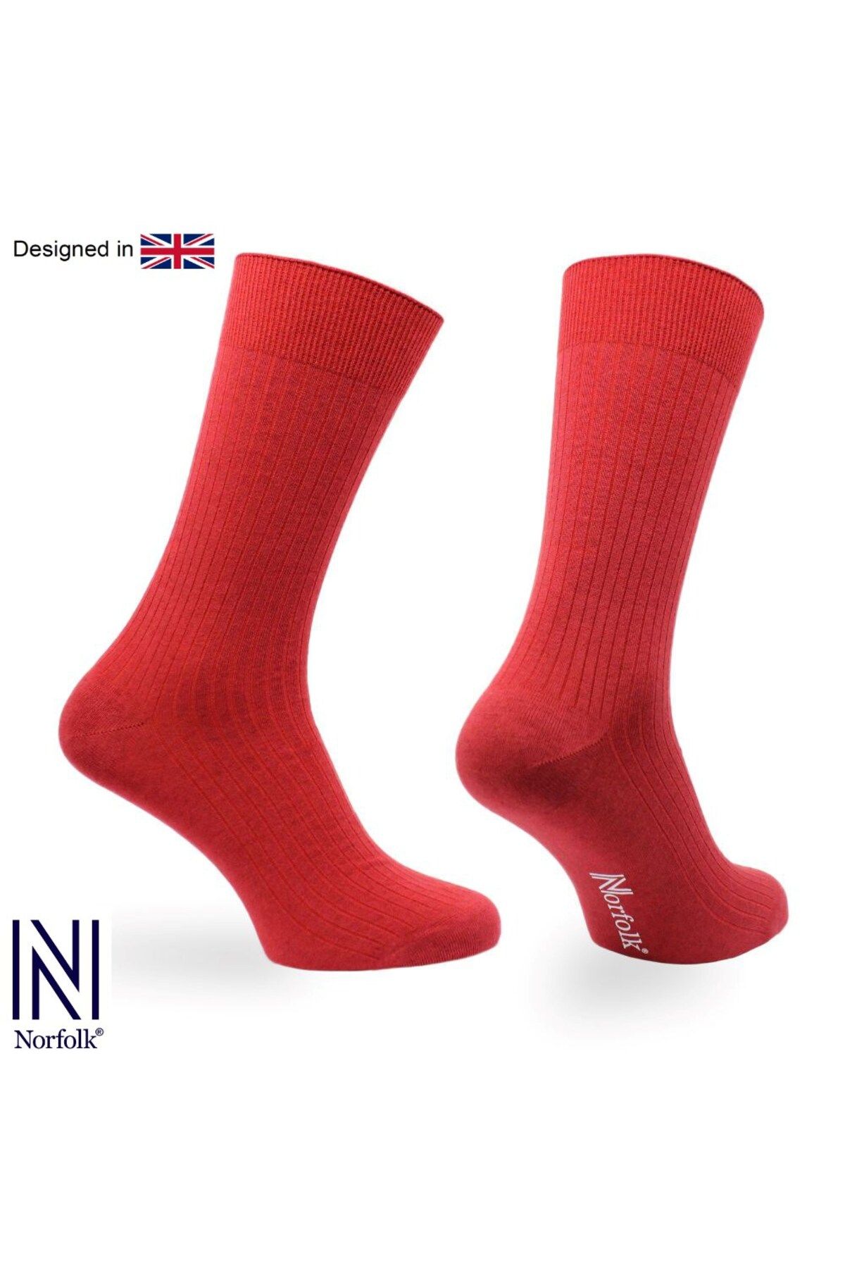 Norfolk Monaco Premium Lüks Kaşmir Kırmızı Günlük Çorap 1 Çift Paket