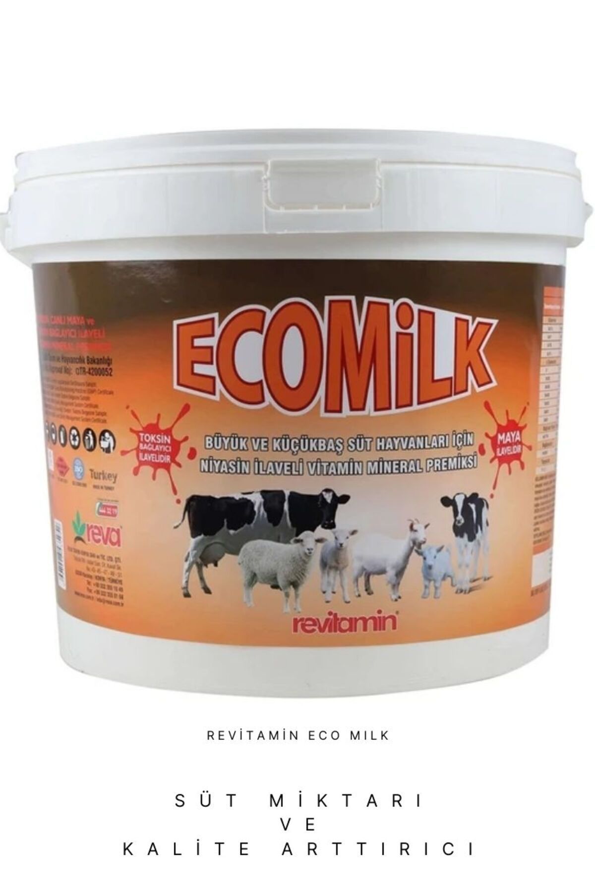 REVA Revitamin Eco Milk Büyük ve Küçükbaş Hayvan Vitamin Mineral Premiks 20 KG Kova