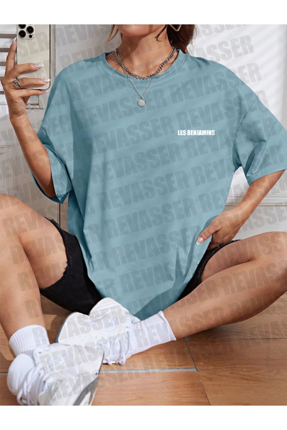 oneagılyazı Unisex Kadın/Erkek LESBENJAMINS Renkli Özel Baskılı Oversize Pamuk Penye T-Shirt