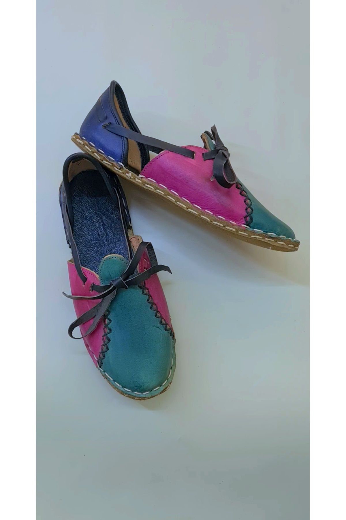 Bostini Sandals El Yapımı Hakiki Deri Çarık Model Kadın Çok Renkli / Yemeni Ayakkabı / Babet