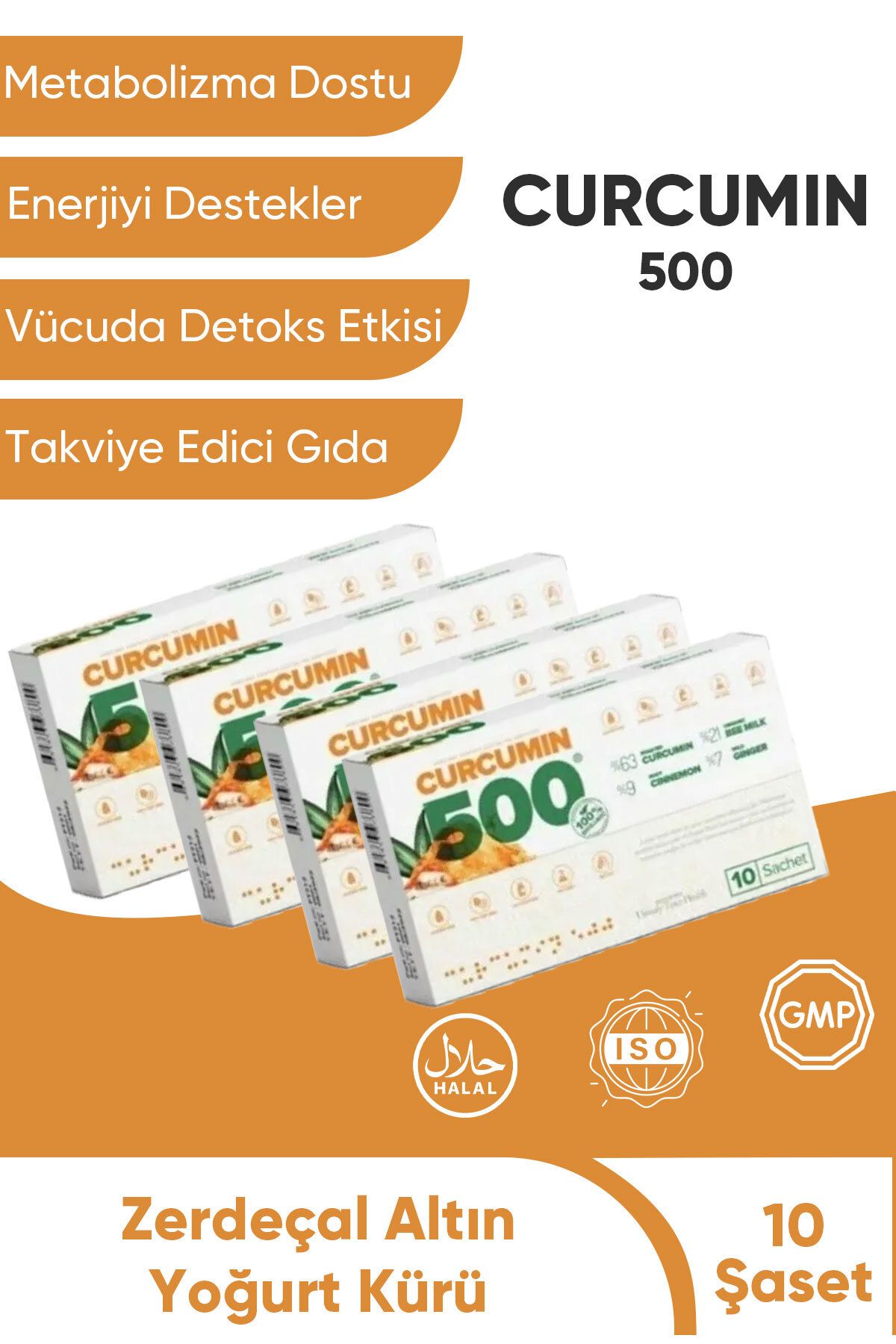 Curcumin 500 Zayıflatıcı Yağ Yağ Yakıcı Ödem Attırıcı Detox- Takviye Edici Gıda (4 Kutu 20 Şase)