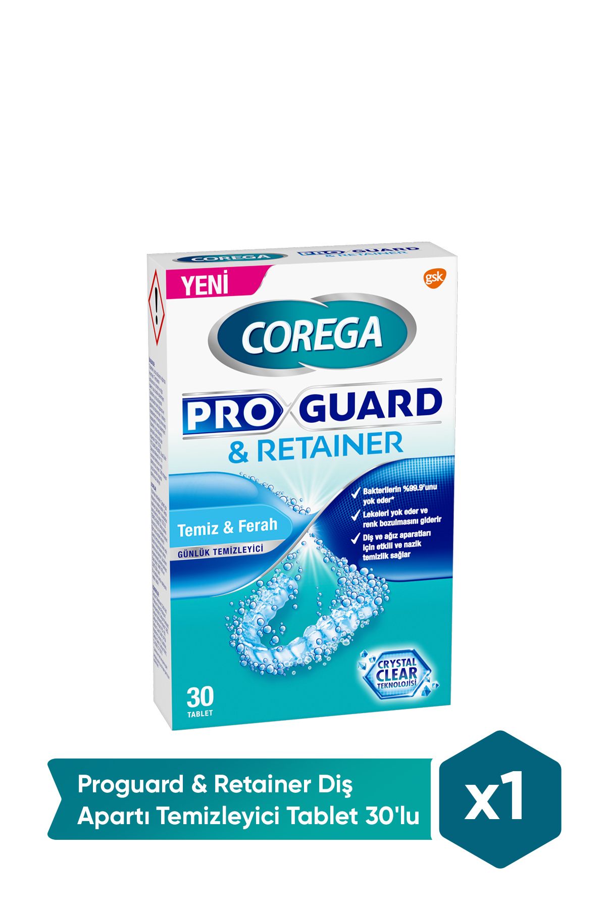 Corega Proguard & Retainer Diş Apartı Temizleyici Tablet 30'lu