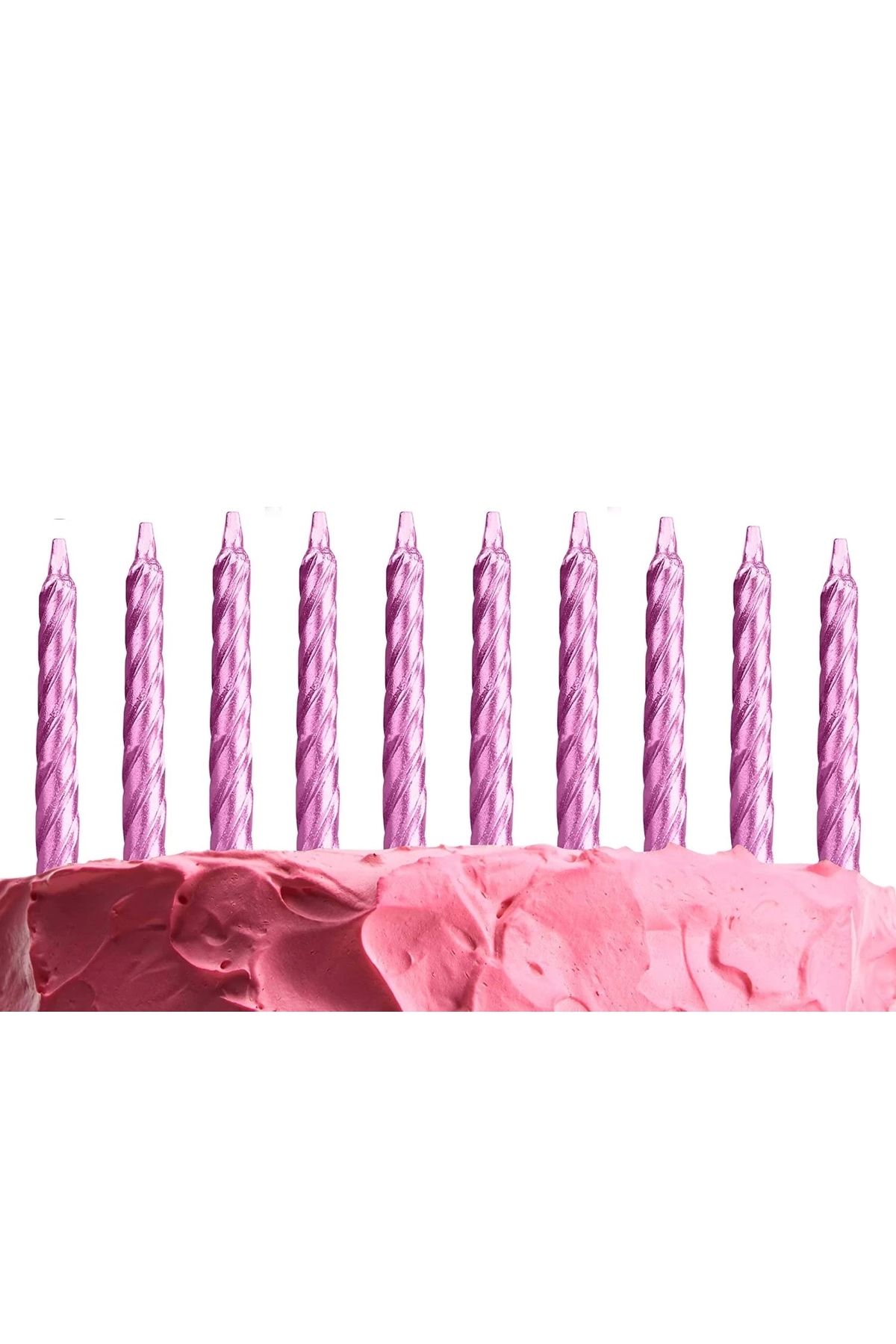 Lisinya Rose Pembe Renk Doğum Günü Evlilik Yıldönümü Pasta Mumları 10 Adet (4172)