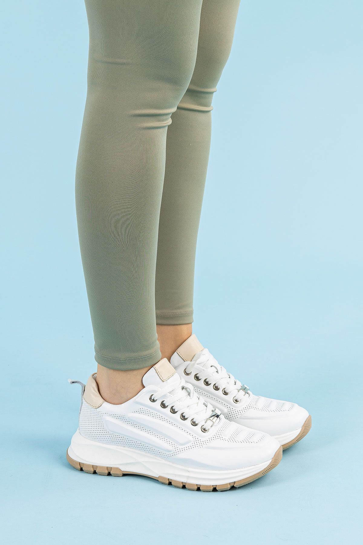 Getcho Fringe Kadın Hakiki Deri Beyaz Spor Ayakkabı