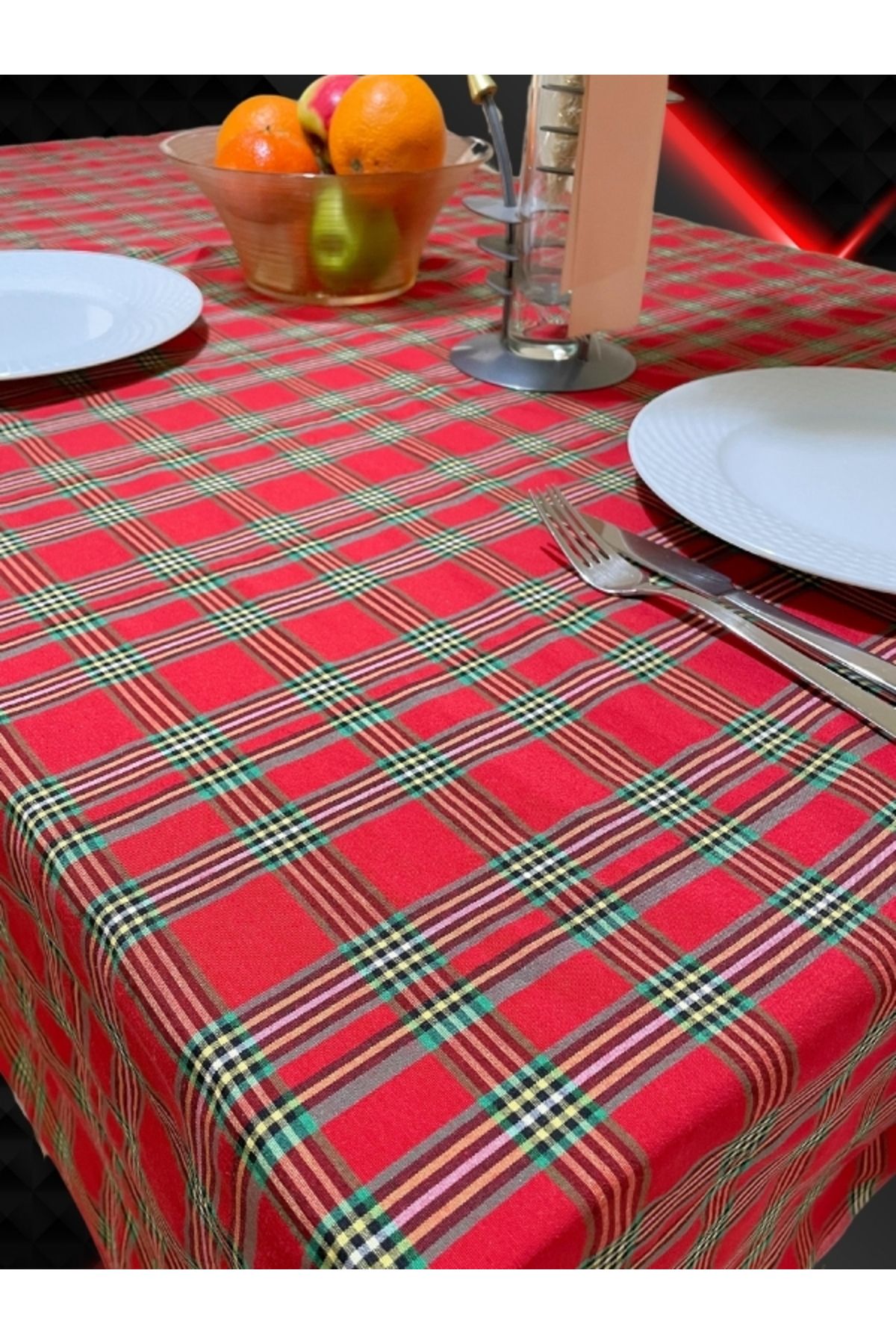 Enoteks Masa Örtüsü İskoç Tartan Modern ve Geleneksel. Kırmızı (160x170 cm)