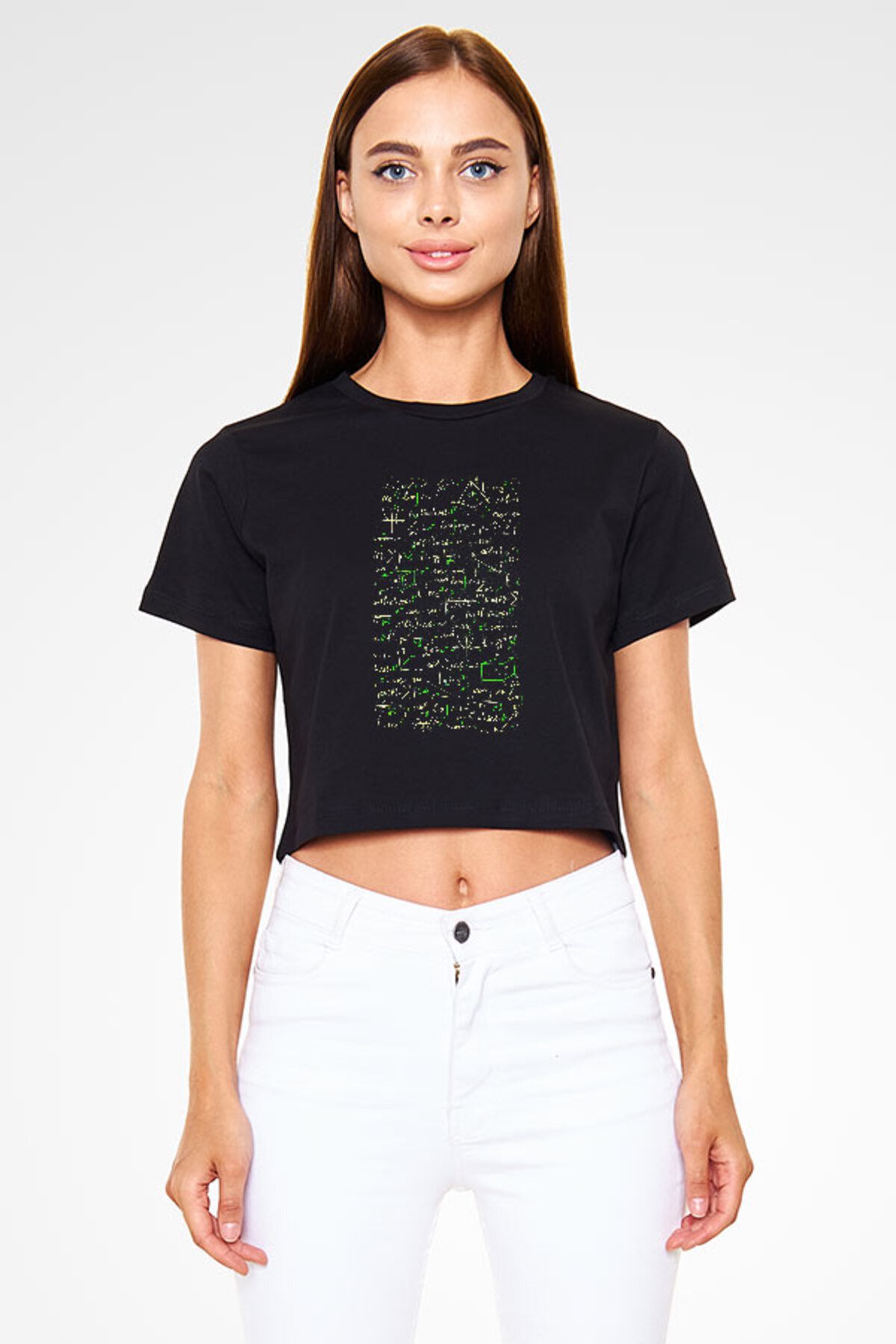 Darkhane Matematik Fizik Formülleri  Siyah Unisex Crop Top Tişört T-Shirt