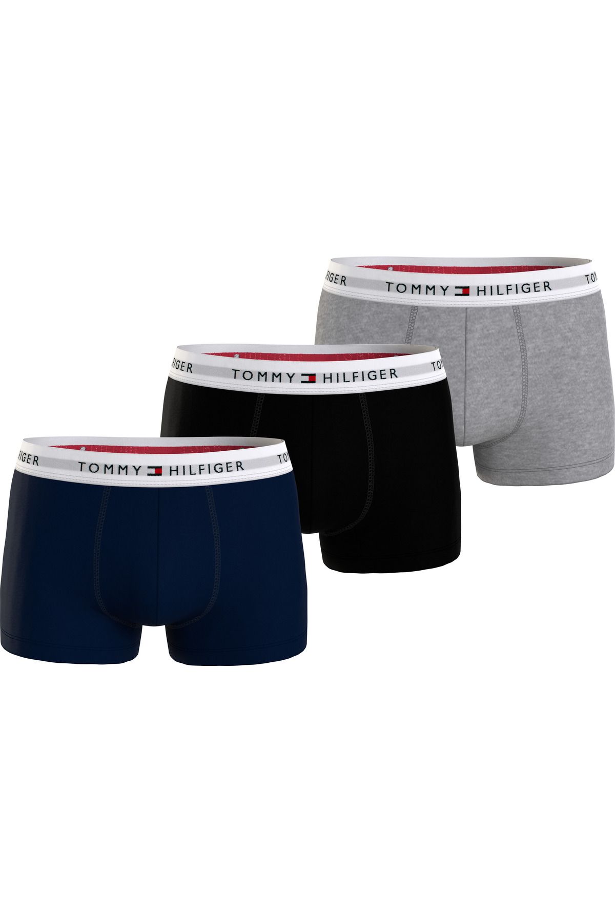Tommy Hilfiger Erkek Marka Logolu Elastik Bantlı Pamuklu Günlük Kullanıma Uygun Lacivert-gri-siyah Boxer Um0um02761