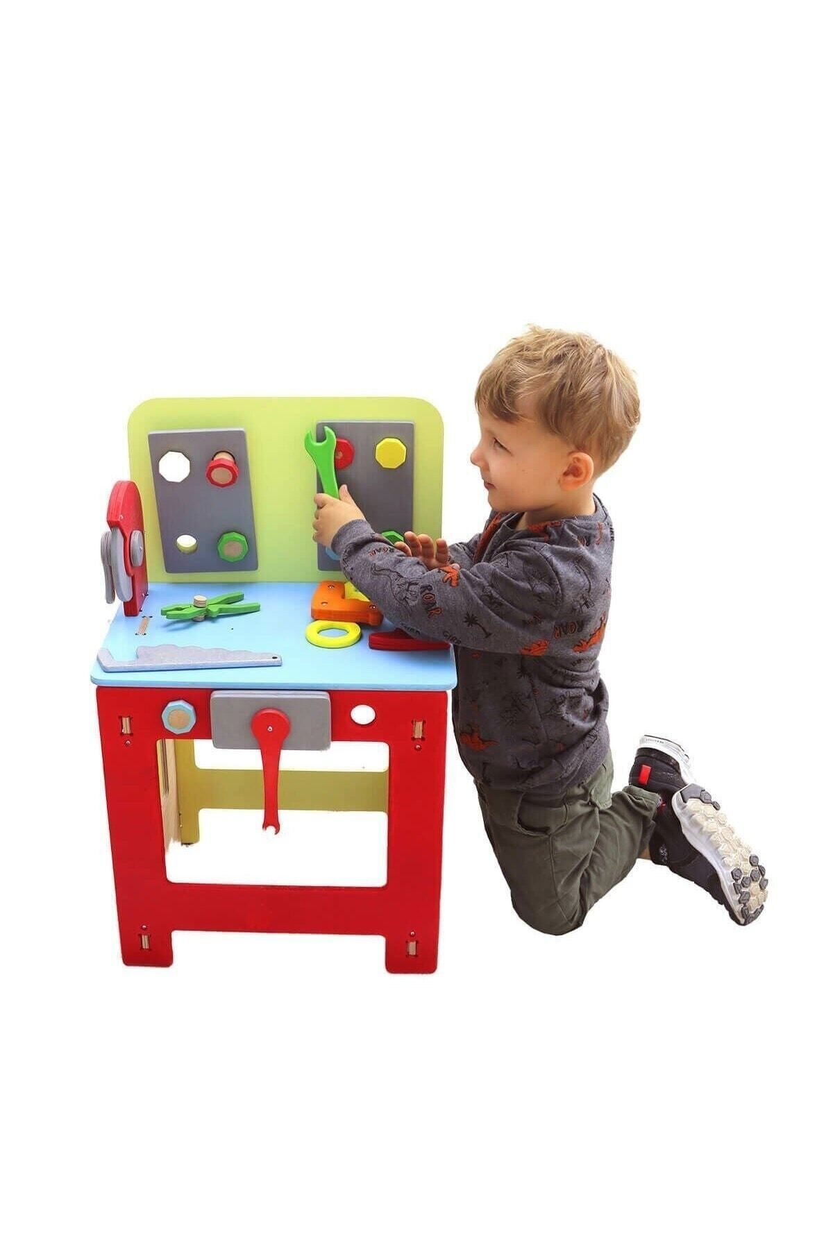 Dandini Çocuk Renkli Eğitici ve Eğlenceli Ahşap Tamir Tezgahı Oyun Seti