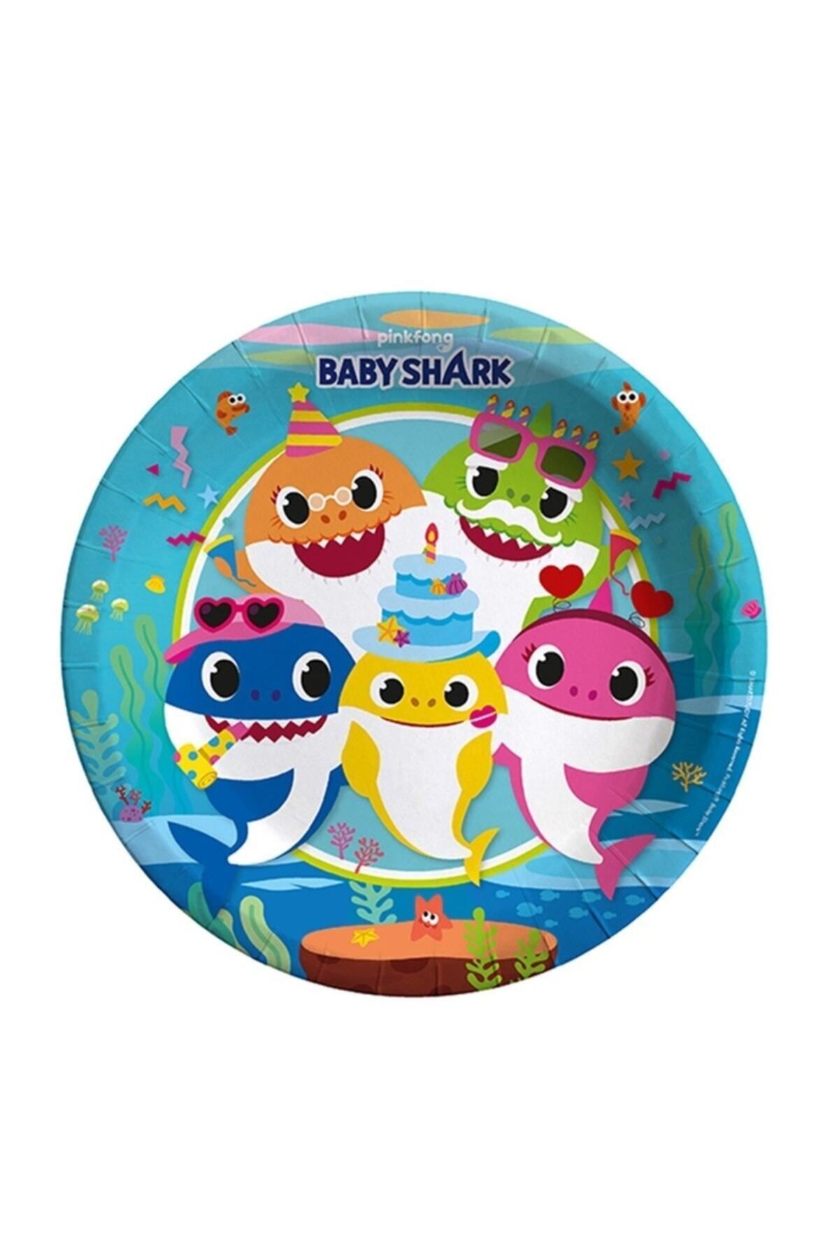 Birlik Oyuncak Lpb6416 Balonevi, Baby Shark Parti Zamanı, 8 Adet Kağıt Tabak, 23 Cm
