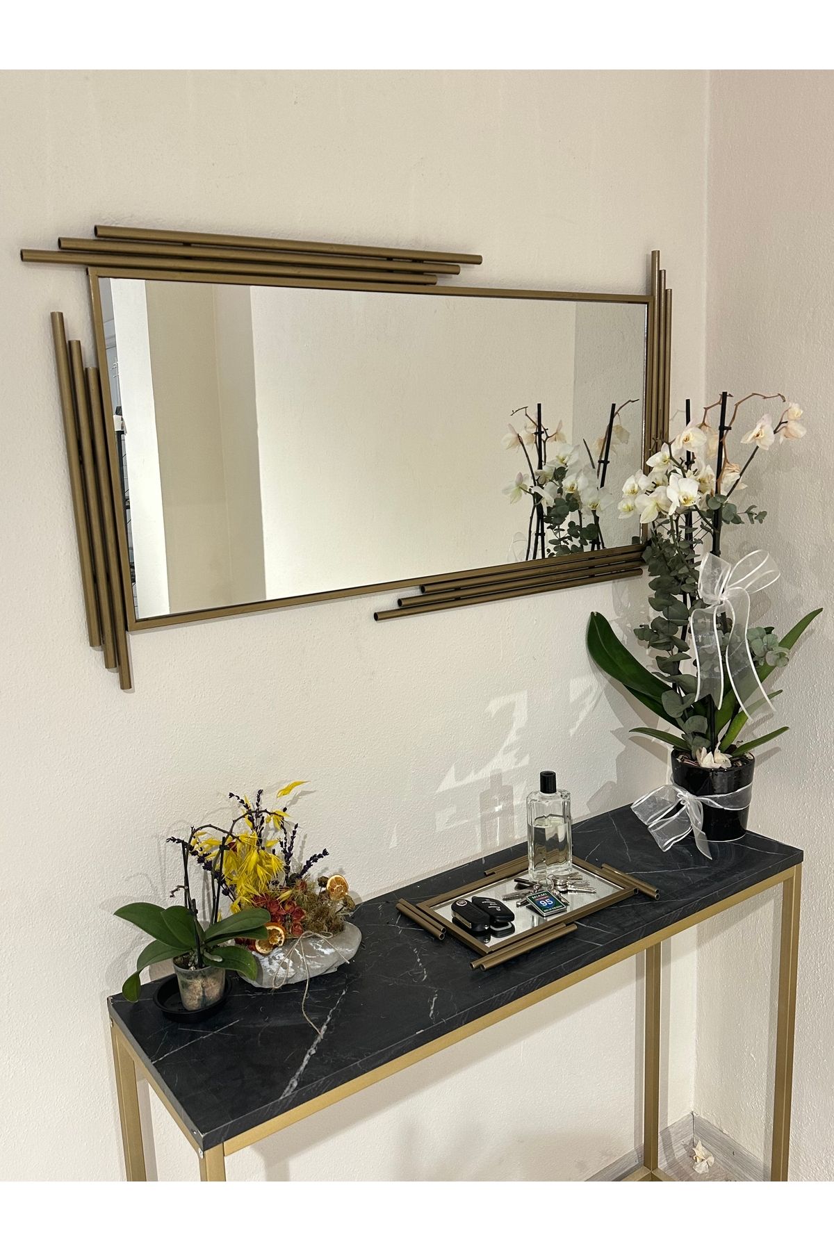 Ersan Dizayn Gold Metal Çerçeveli Ayna 50x100 cm
