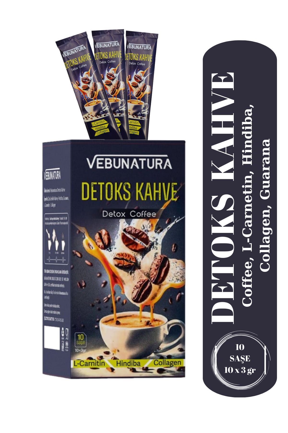 VEBUNATURA Detox Kahve (Hindiba, L-Carnitin, Collagen İçren Detoks Etkili Diyet Kahve