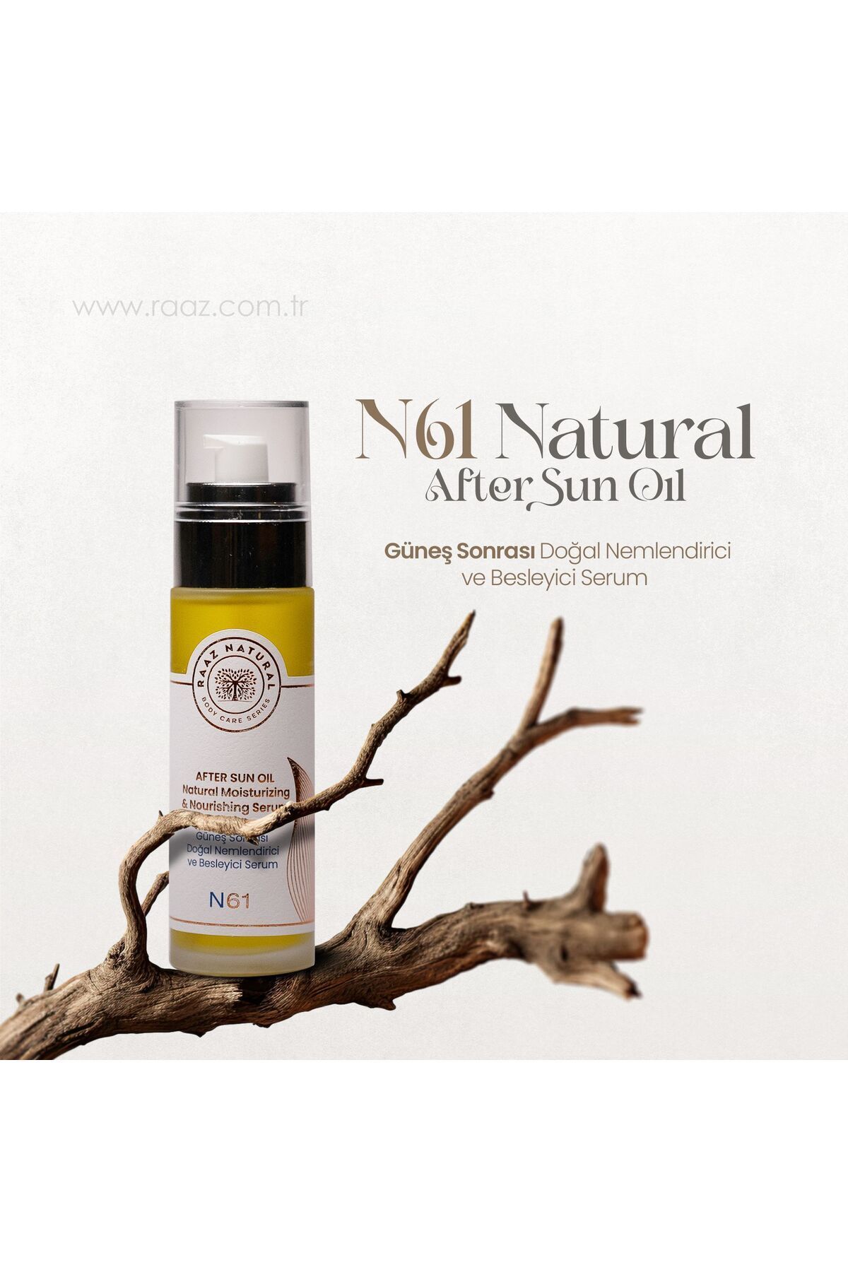 RAAZ N61 Güneş Sonrası Doğal Nemlendirici ve Besleyici Serum Natural after Sun Oil 100 ml