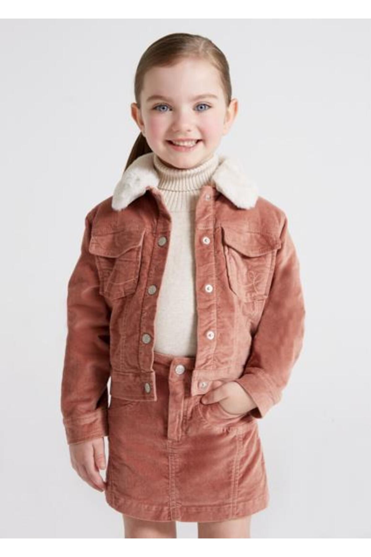Mayoral Kız Çocuk Krem Kadife Ceket