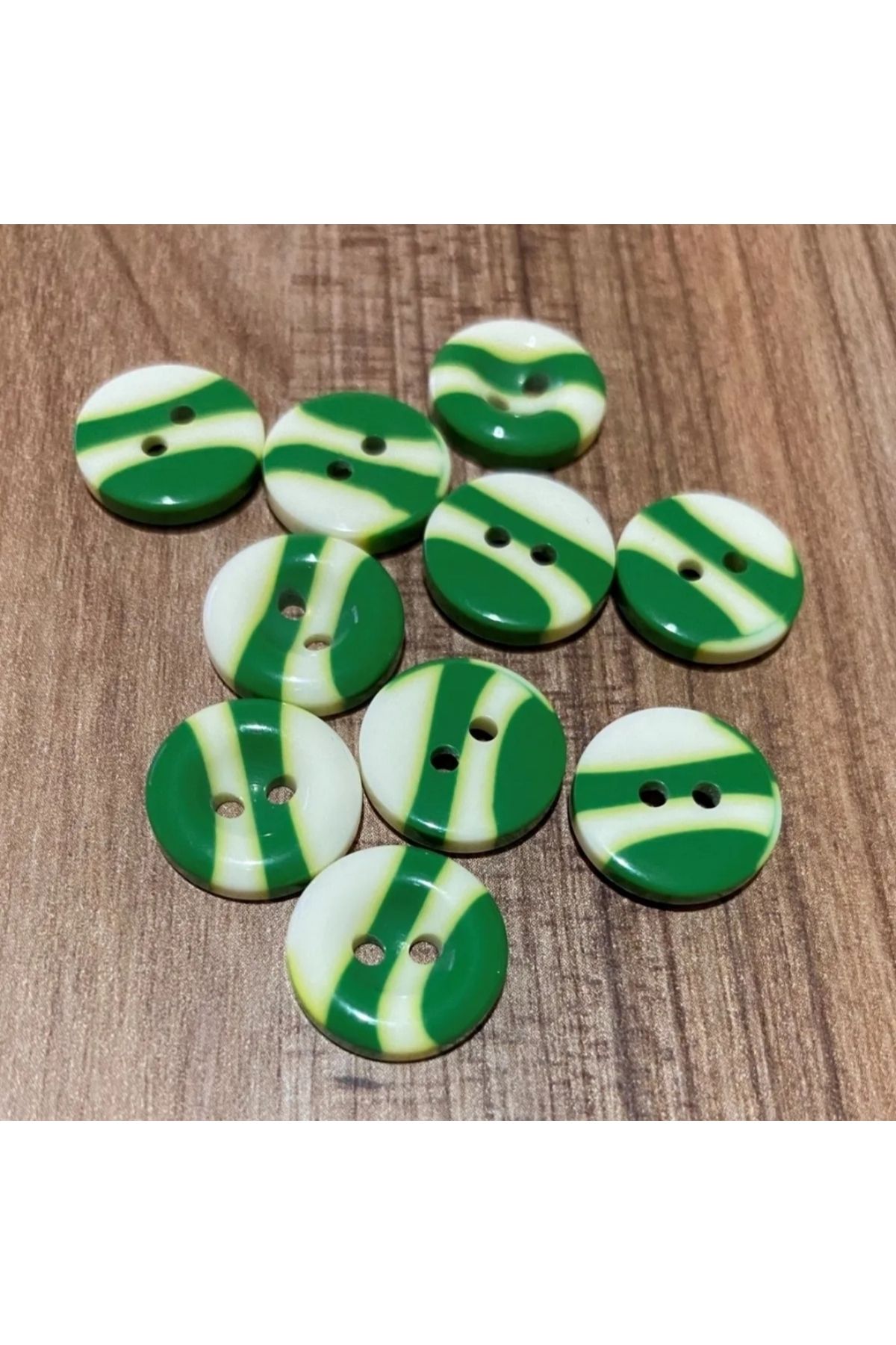 Alize 30 adet yeşil beyaz düğme - taraftar düğme - bebek takım düğme - 12,5mm