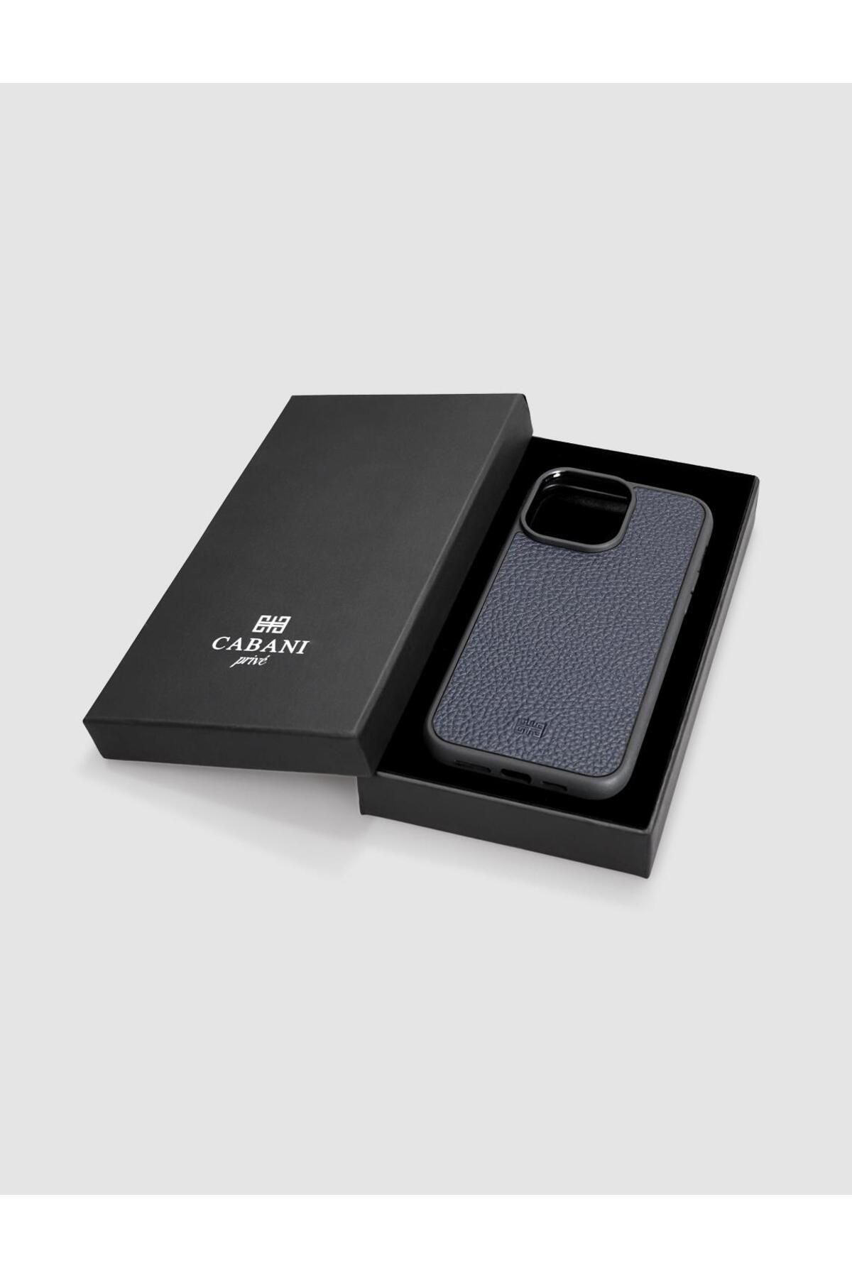 Cabani Hakiki Deri Iphone 14 Pro Max Lacivert Unisex Telefon Kılıfı