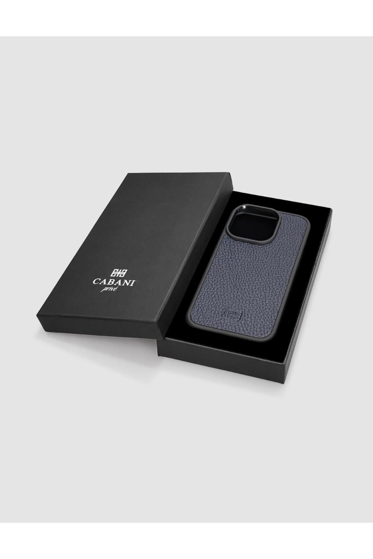 Cabani Hakiki Deri Iphone 14 Pro Lacivert Unisex Telefon Kılıfı