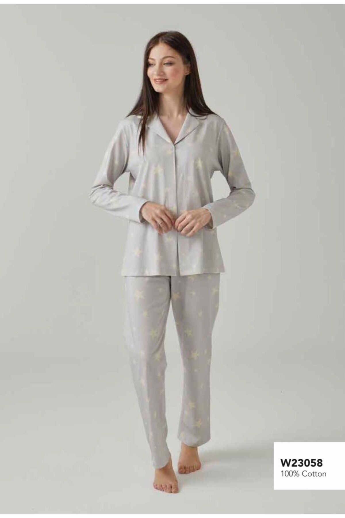 İpek Kadın Uzun Kol Önden Düğmeli Pijama Takımı