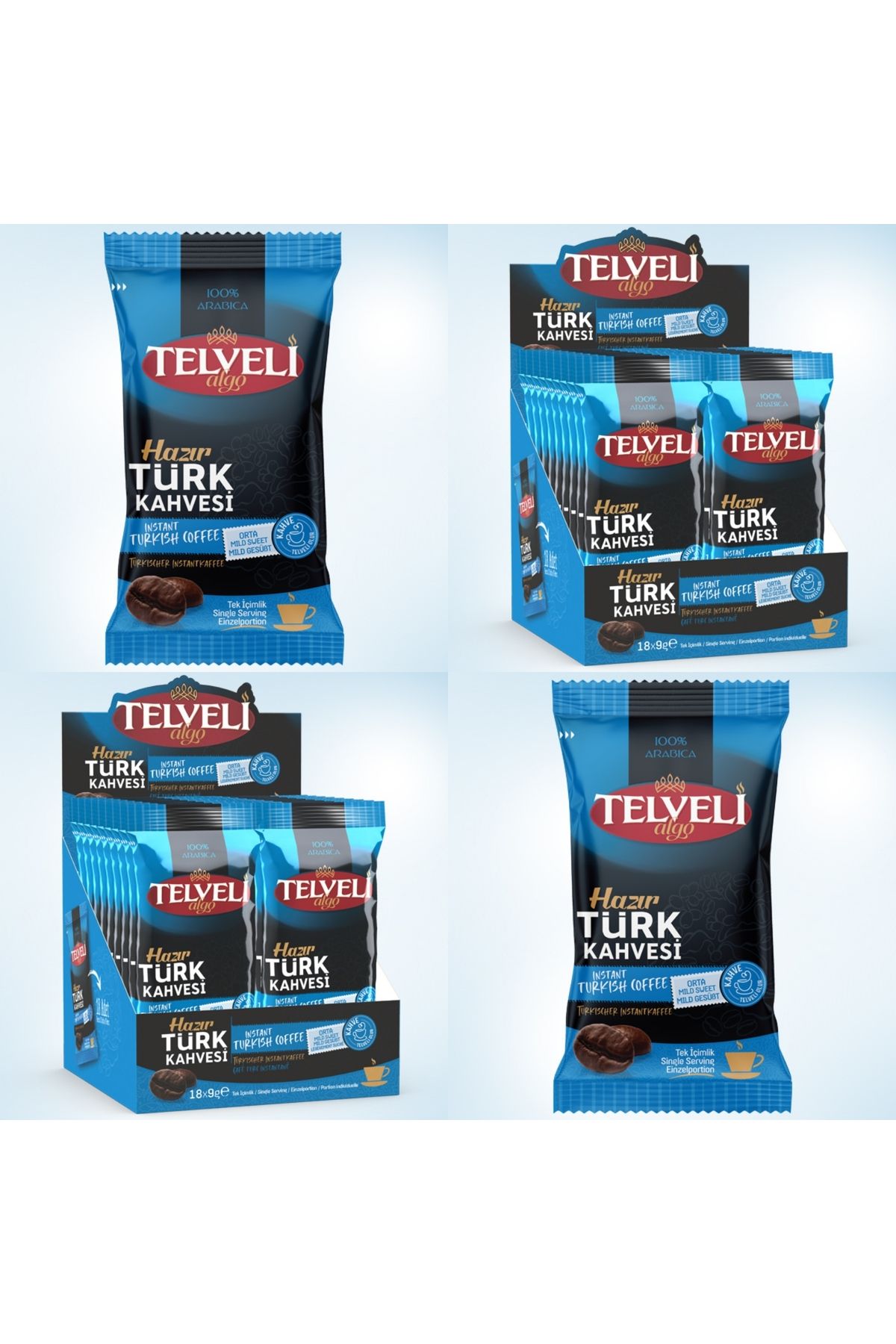ALGO TELVELİ Hazır Türk Kahvesi 9 gr Orta Şekerli Algo Telveli 12 X10 = 120 Adet