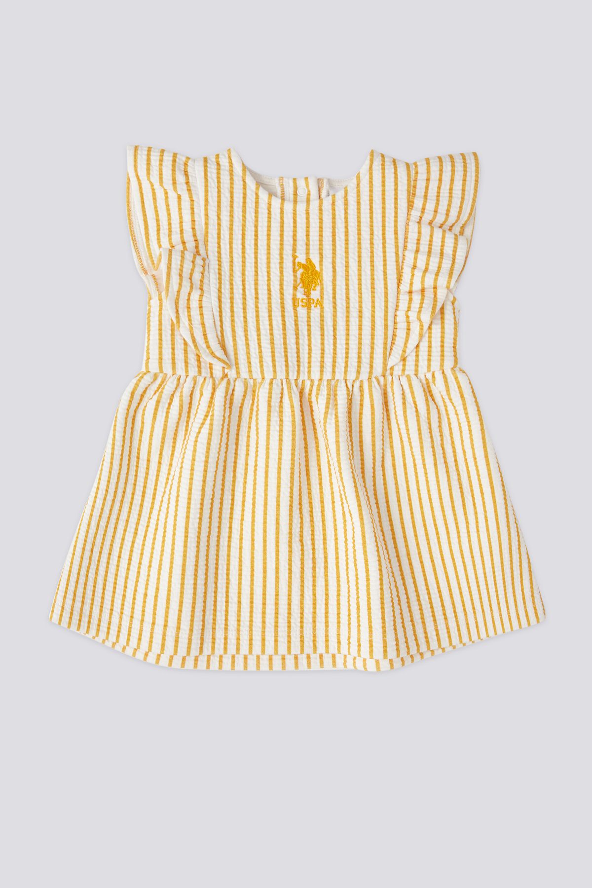 U.S. Polo Assn. U.S. Polo Assn. Kız Bebek Çizgili Elbise Sarı USB1981