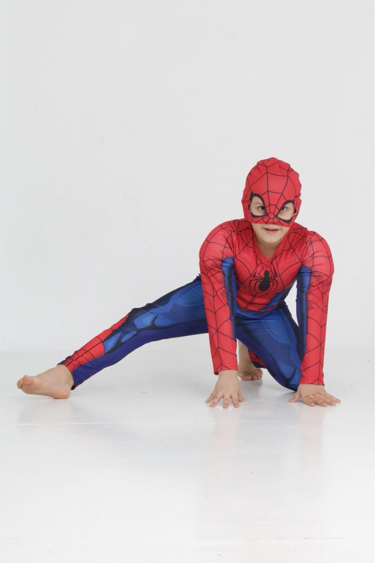 Lolliboomkids Yeni Sezon Maskeli Sevilen Karakter Kaslı Kostüm - Dolgulu Örümcek Kırmızı Lacivert