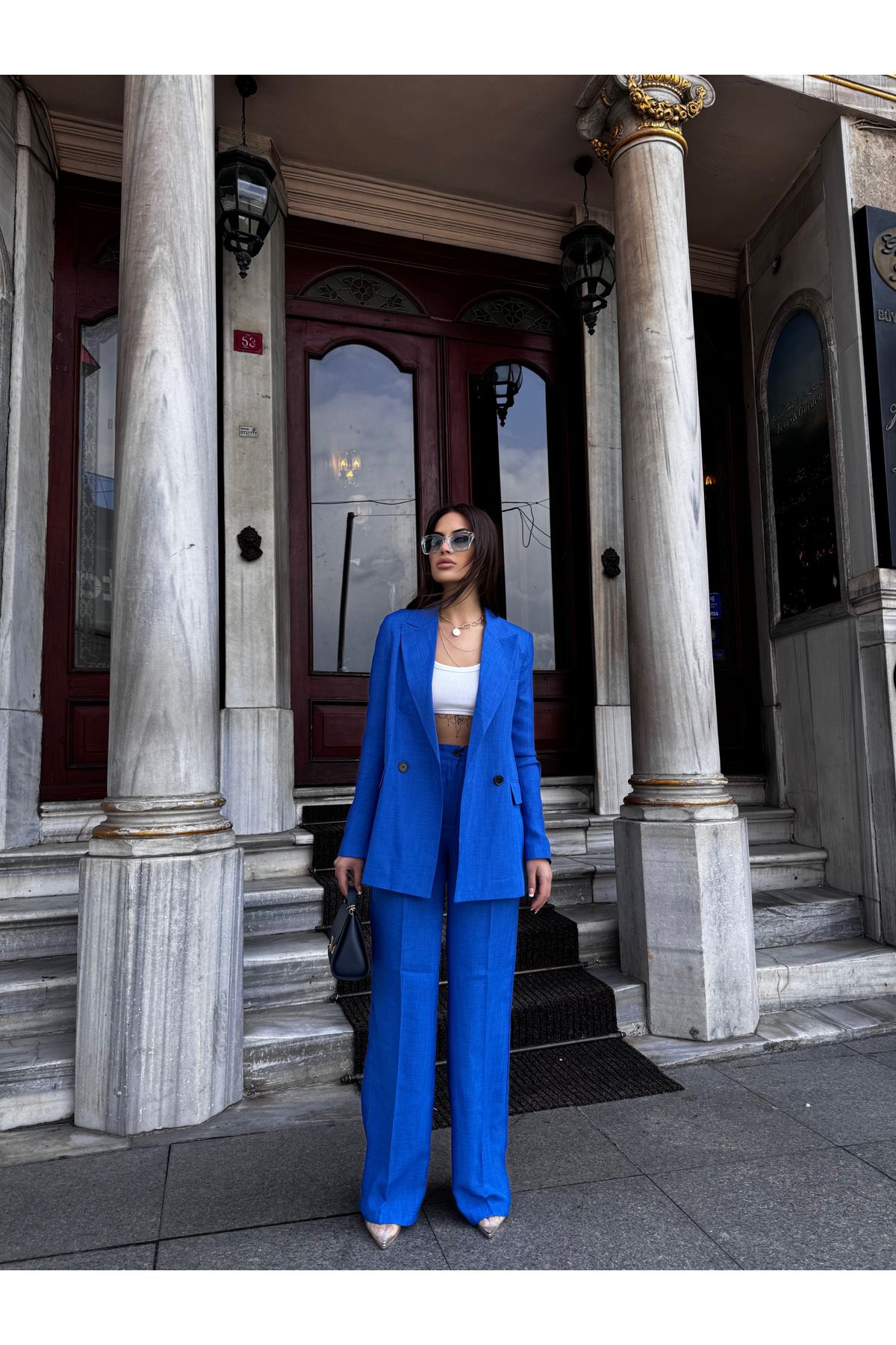 MOCCHI Summer Season Palazzo Kadın Takım Elbise Keten Kumaş