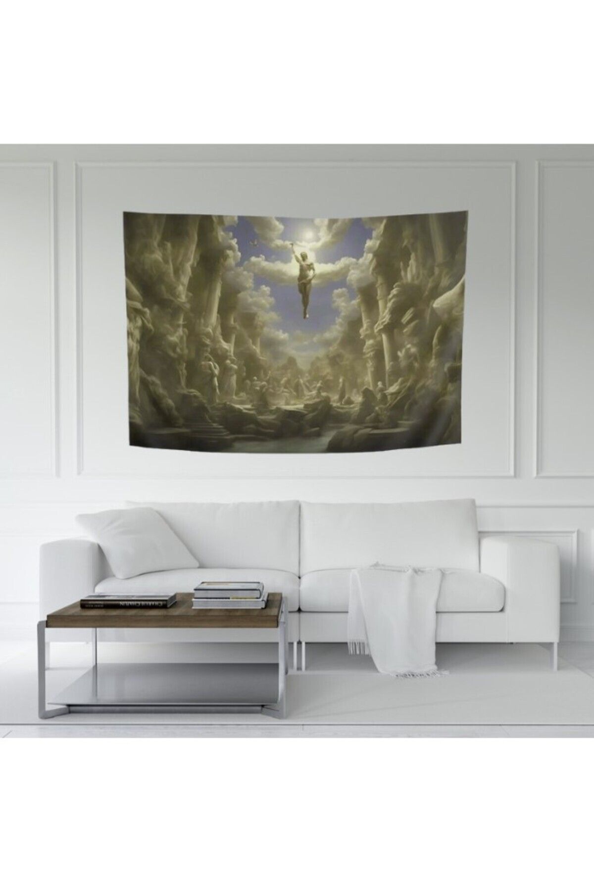 Vision Novas HZ.İsa Göğe Yükseliş Özel Kadife Duvar Örtüsü Duvar Halısı Tapestry