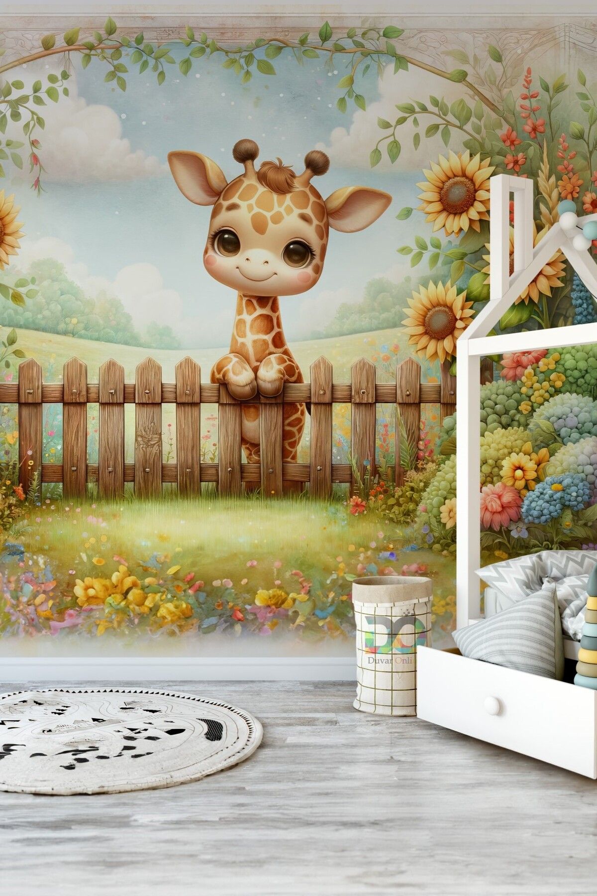 FX WallCoverings Zürafa Dafi: Mutlu Zürafa Çocuk Odası Duvar Kağıdı