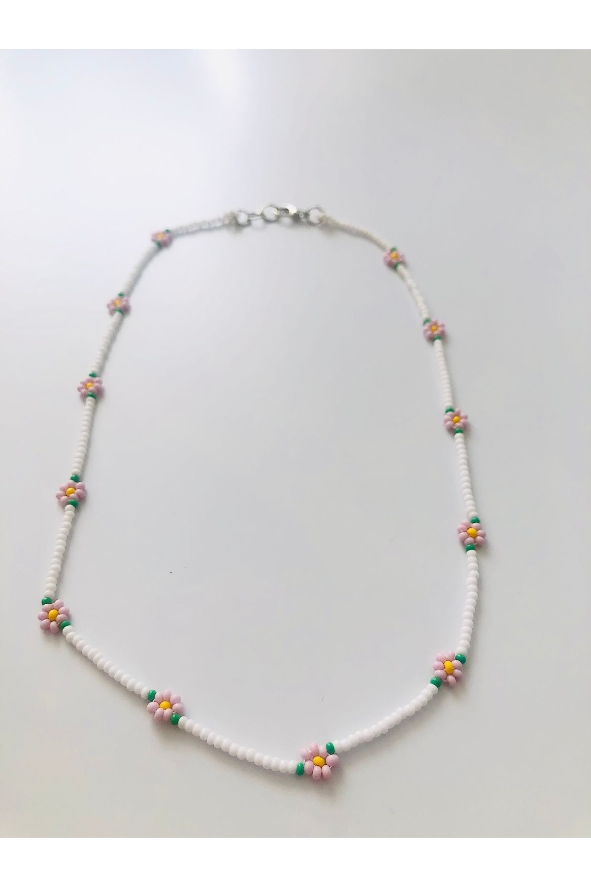 Handmade Minimal Boncuk Papatya Kolye