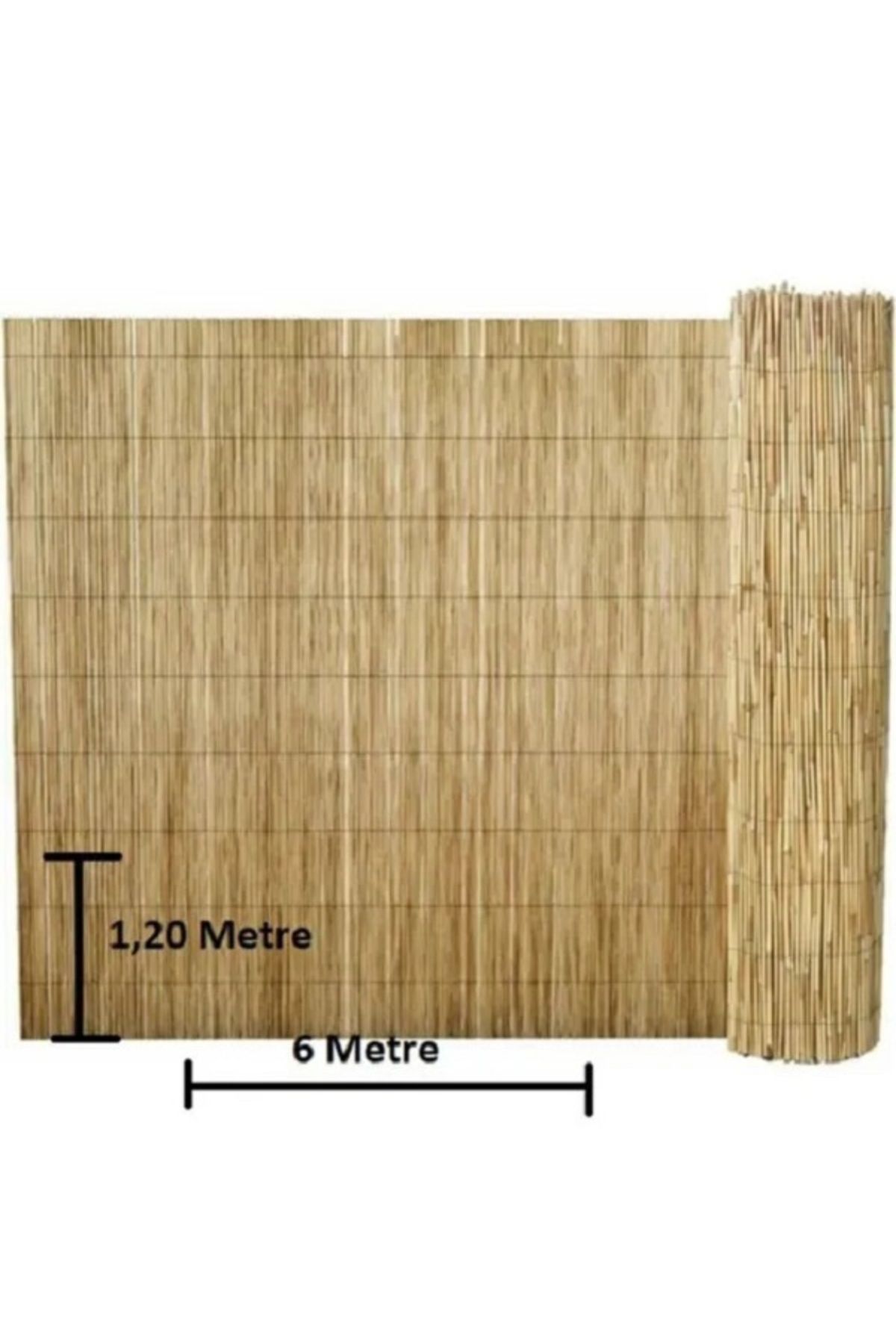 tunalar 1,20 Metre X 6 Metre Bambu Kamış Hasır Çit Gölgelik