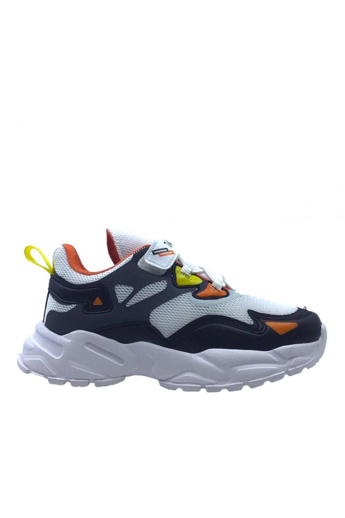 innsteal Beyaz- Turuncu- Laci Çocuk Sneaker Lastikli-Cırtlı Günlük Erkek Çocuk Spor Ayakkabı