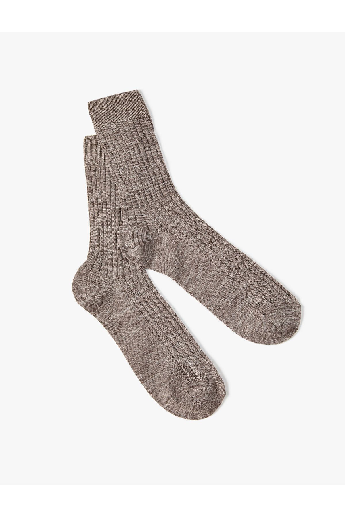 Koton Soket Çorap Kalın Dokulu Yün Karışımlı
