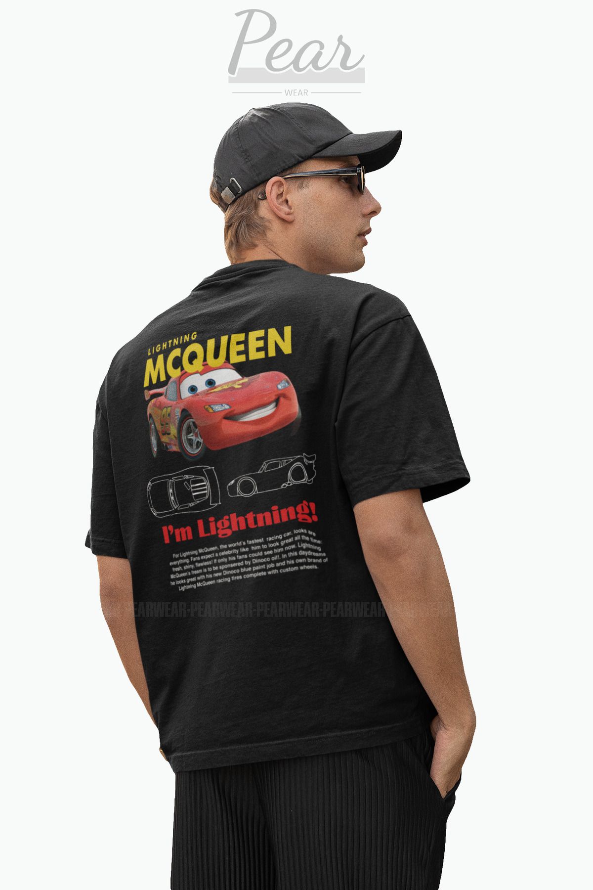 Pear Wear Mcqueen Cars Baskılı Tişört Oversize T-Shirt