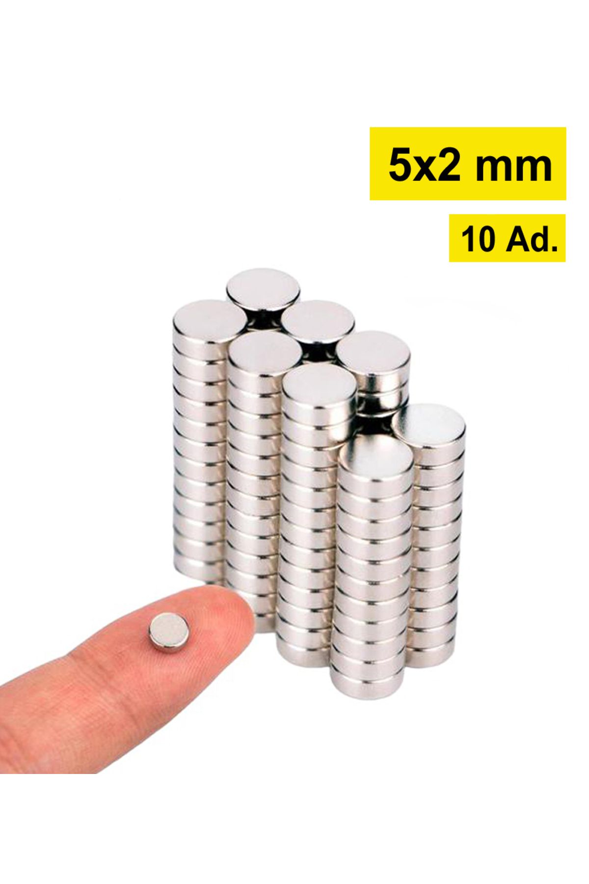 Dünya Magnet 10 Adet - Yuvarlak Neodyum Mıknatıs, 5x2 Mm, Güçlü Magnet, N35 Kalite
